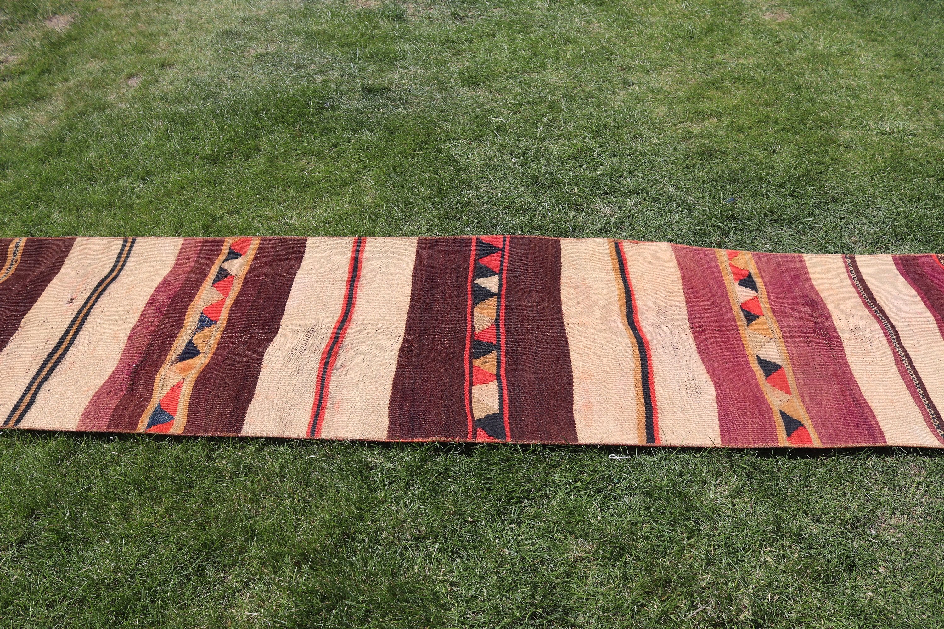 Türk Halıları, Ev Dekorasyonu Halısı, Kilim, Vintage Halı, Vintage Runner Halısı, Nötr Halılar, El Yapımı Halı, 2.1x12.7 ft Runner Halısı, Bej Lüks Halılar