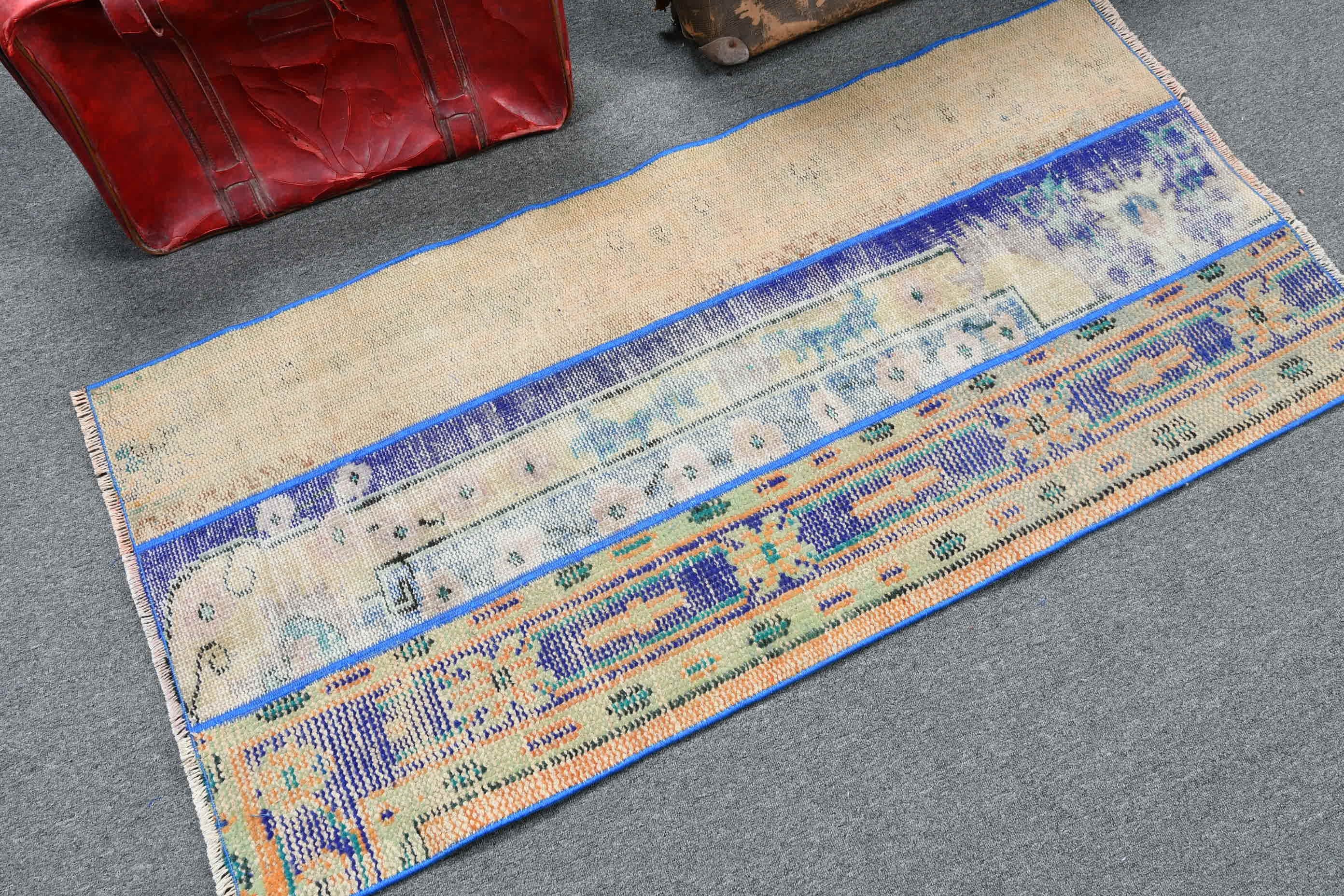 Vintage Rug, Home Decor Rug, Blue Home Decor Rugs, Turkish Rug, Old Rug, Door Mat Rug, Wall Hanging Rug, 2.4x5.1 ft Small Rugs, Antique Rug