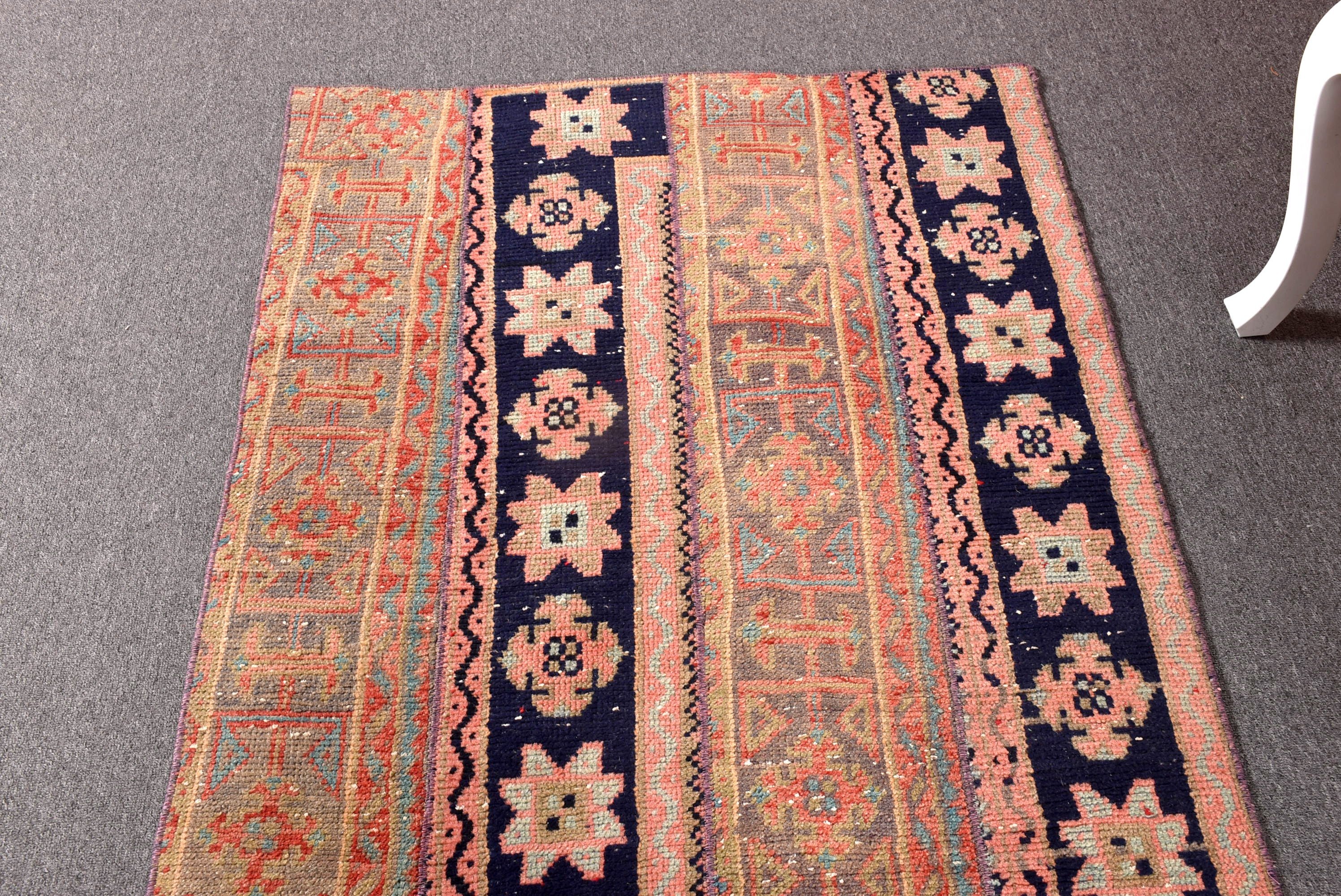 3.1x5.2 ft Aksan Halısı, Bildiri Halısı, Türk Halıları, Giriş Halıları, Boho Vurgu Halısı, Düz Dokuma Halı, Vintage Halı, Etnik Halı, Pembe El Dokuma Halı