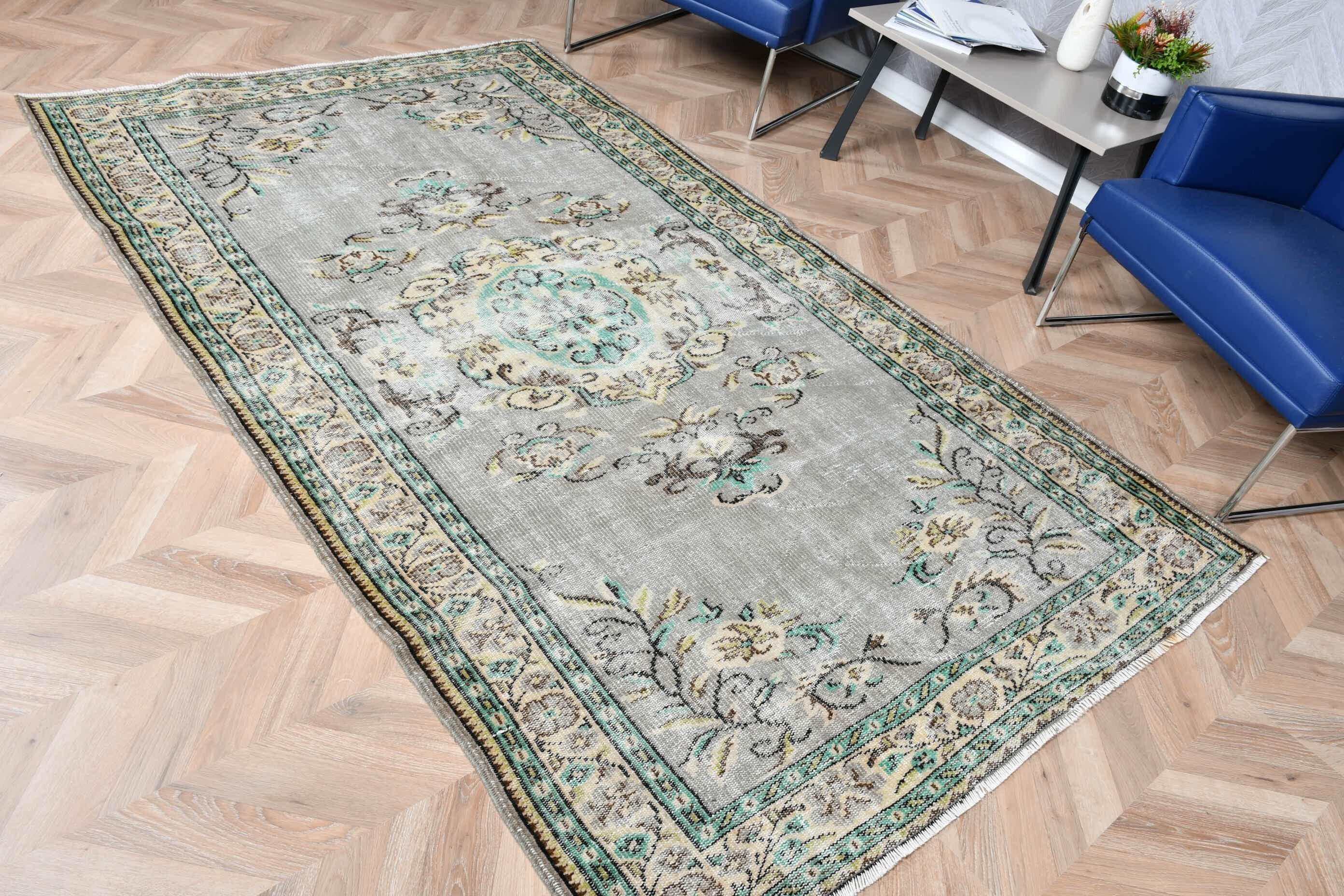 İç Mekan Halıları, Vintage Halılar, Ev Dekorasyonu Halısı, Yurt Halısı, Gri Fas Halısı, 4.7x7.9 ft Alan Halısı, Oturma Odası Halısı, Yatak Odası Halısı, Türk Halıları