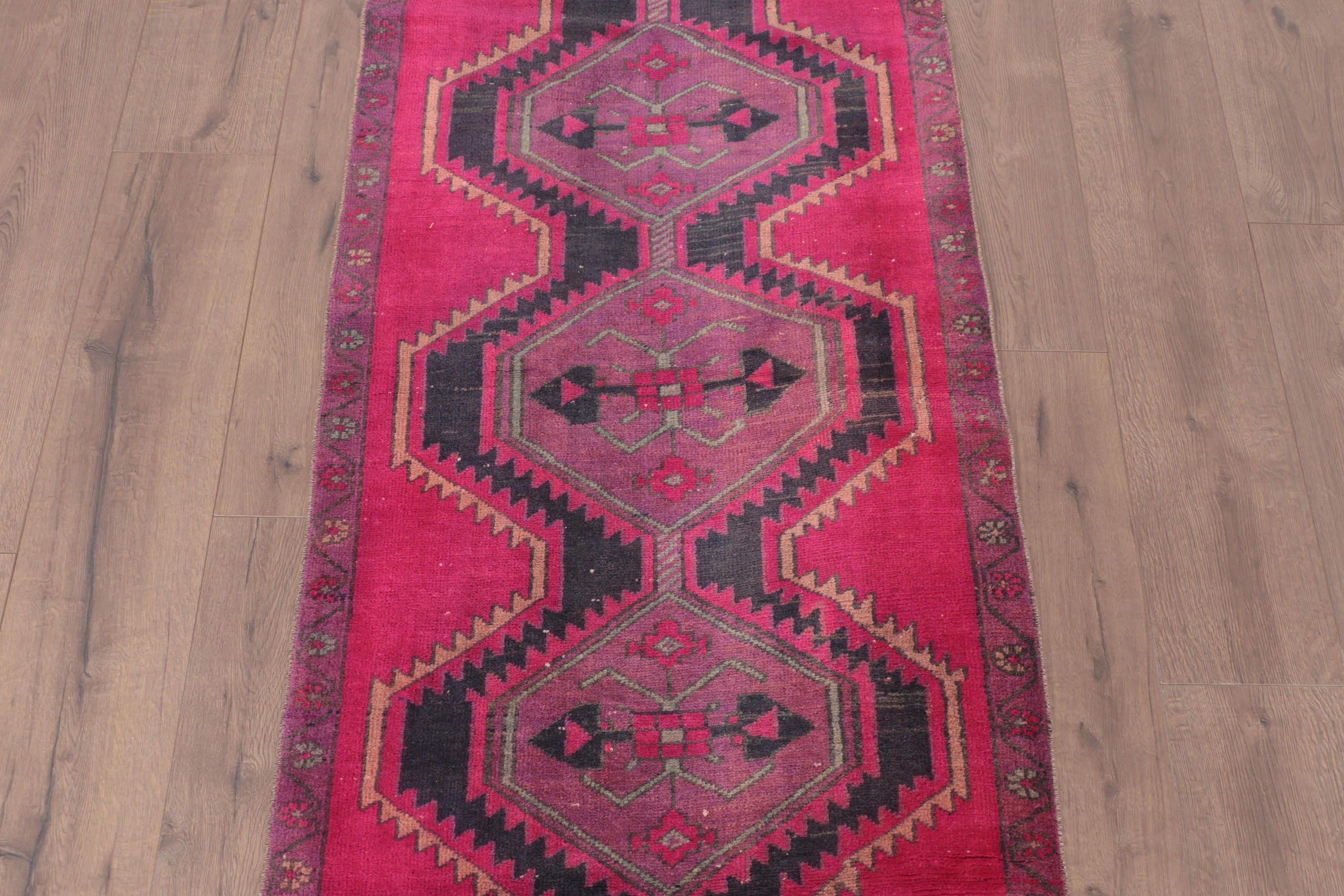 Kitchen Rug, Corridor Rug, Pink Antique Rug, Stair Rug, Flatweave Rug, Tribal Rugs, Vintage Rugs, Turkish Rugs, 2.3x11.8 ft Runner Rugs