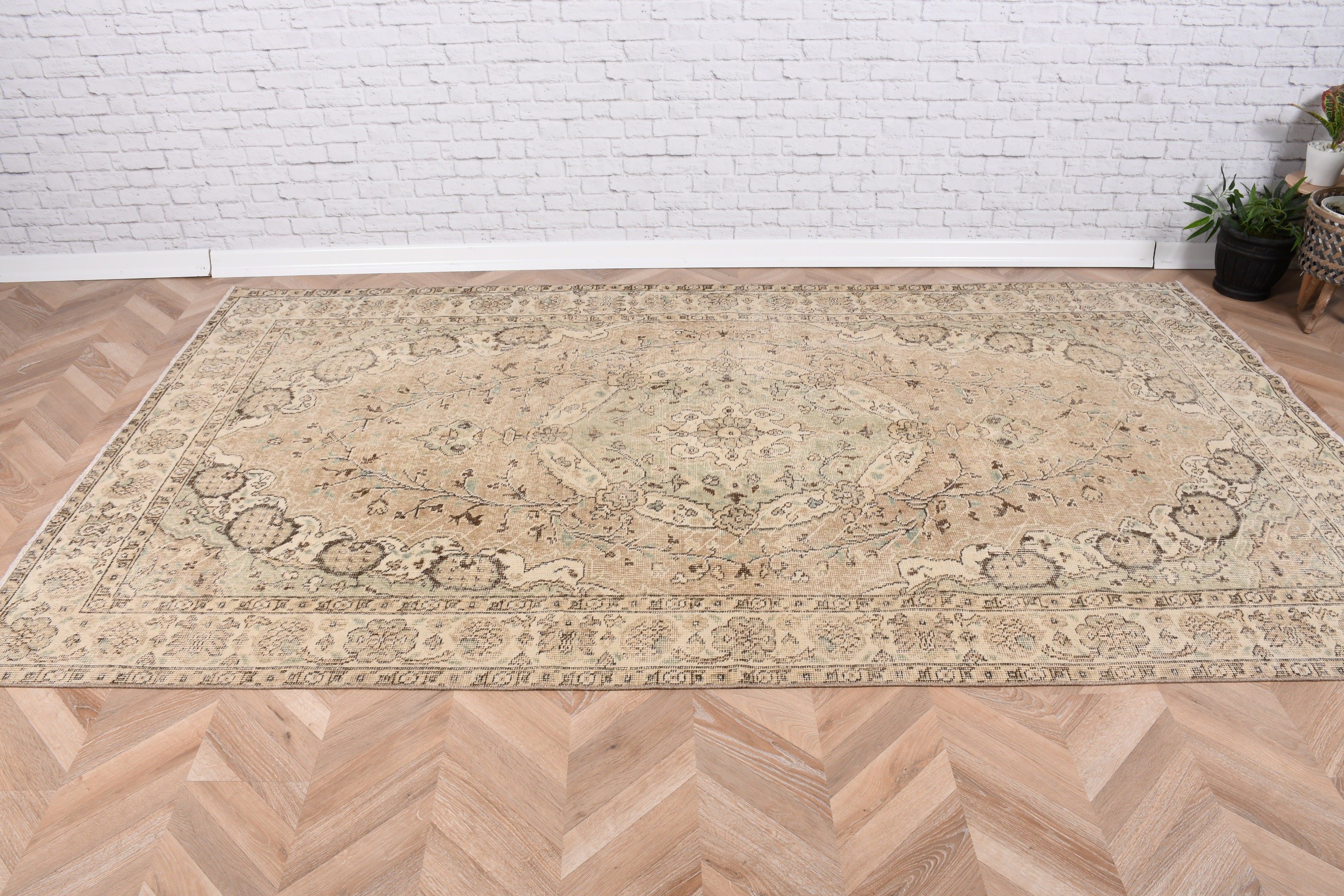 4.9x9 ft Large Rugs, Floor Rug, Statement Rugs, Beige Neutral Rugs, Office Rugs, Salon Rugs, Turkish Rugs, Vintage Rug, Large Oushak Rug