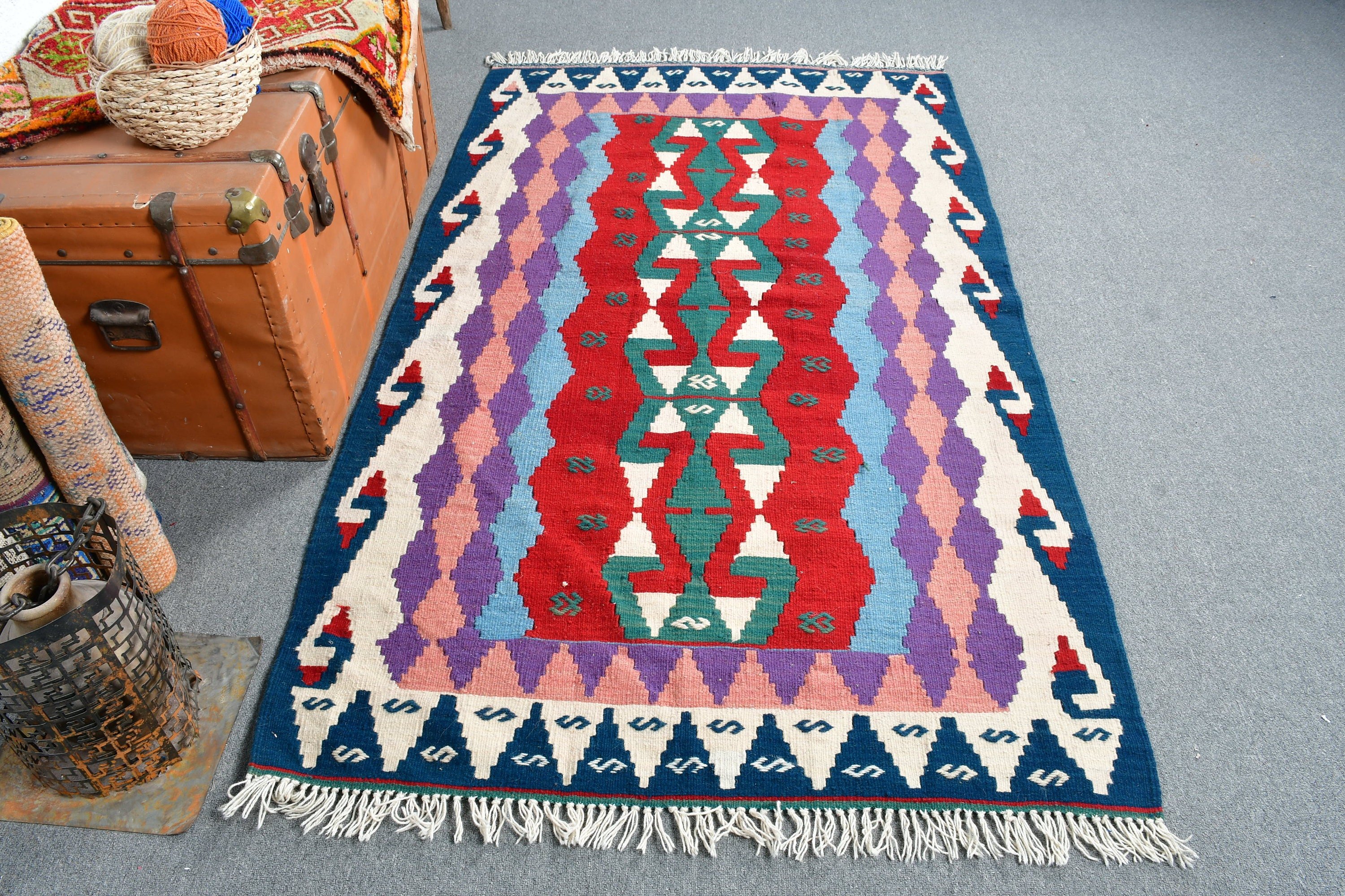 Ev Dekor Halısı, Türk Halısı, Kilim, Oturma Odası Halısı, Sessiz Halı, 3,8x6,6 ft Alan Halısı, Çocuk Halısı, Mutfak Halısı, Vintage Halı, Kırmızı Mutfak Halısı