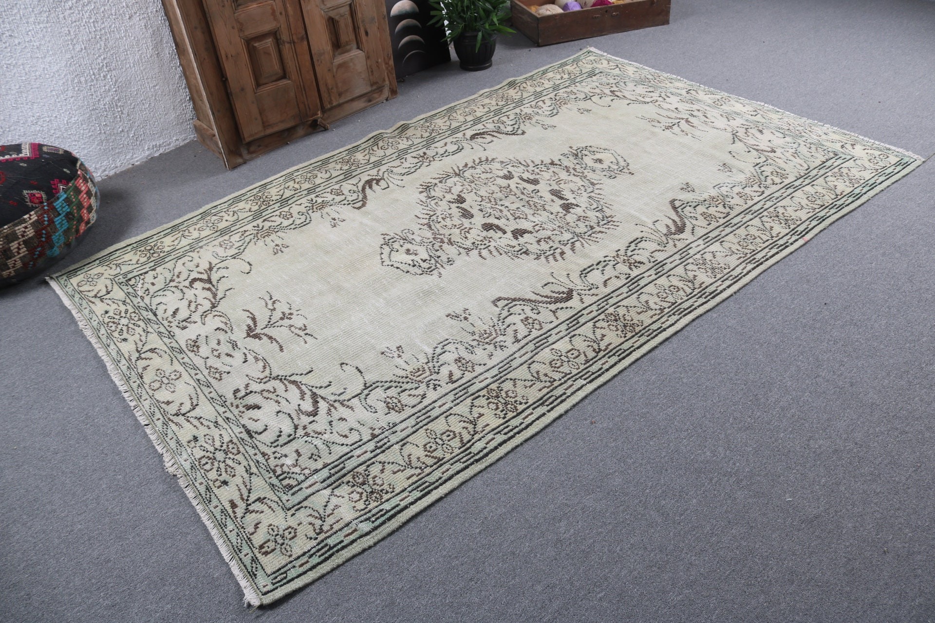 Yatak Odası Halısı, Vintage Halı, Geometrik Halılar, Mutfak Halısı, Büyük Boho Halıları, Türk Halısı, Yeşil 5.3x8.4 ft Büyük Halılar, Modern Halı