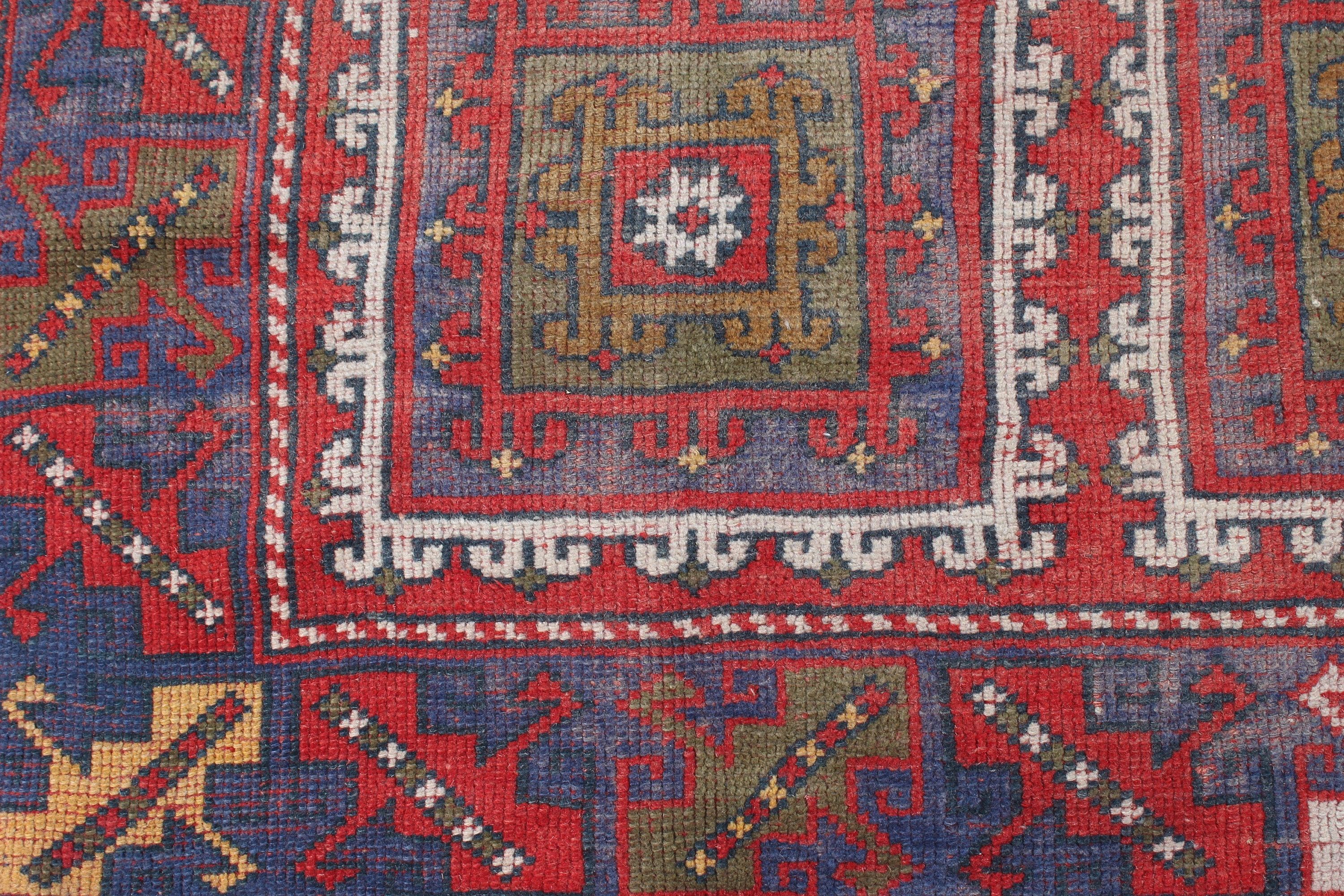 Kırmızı El Dokuma Halı, Organik Halı, Vintage Halı, 4.1x6.4 ft Alan Kilimi, Havalı Halılar, Yemek Odası Halıları, Vintage Alan Halısı, Mutfak Halıları, Türk Halısı