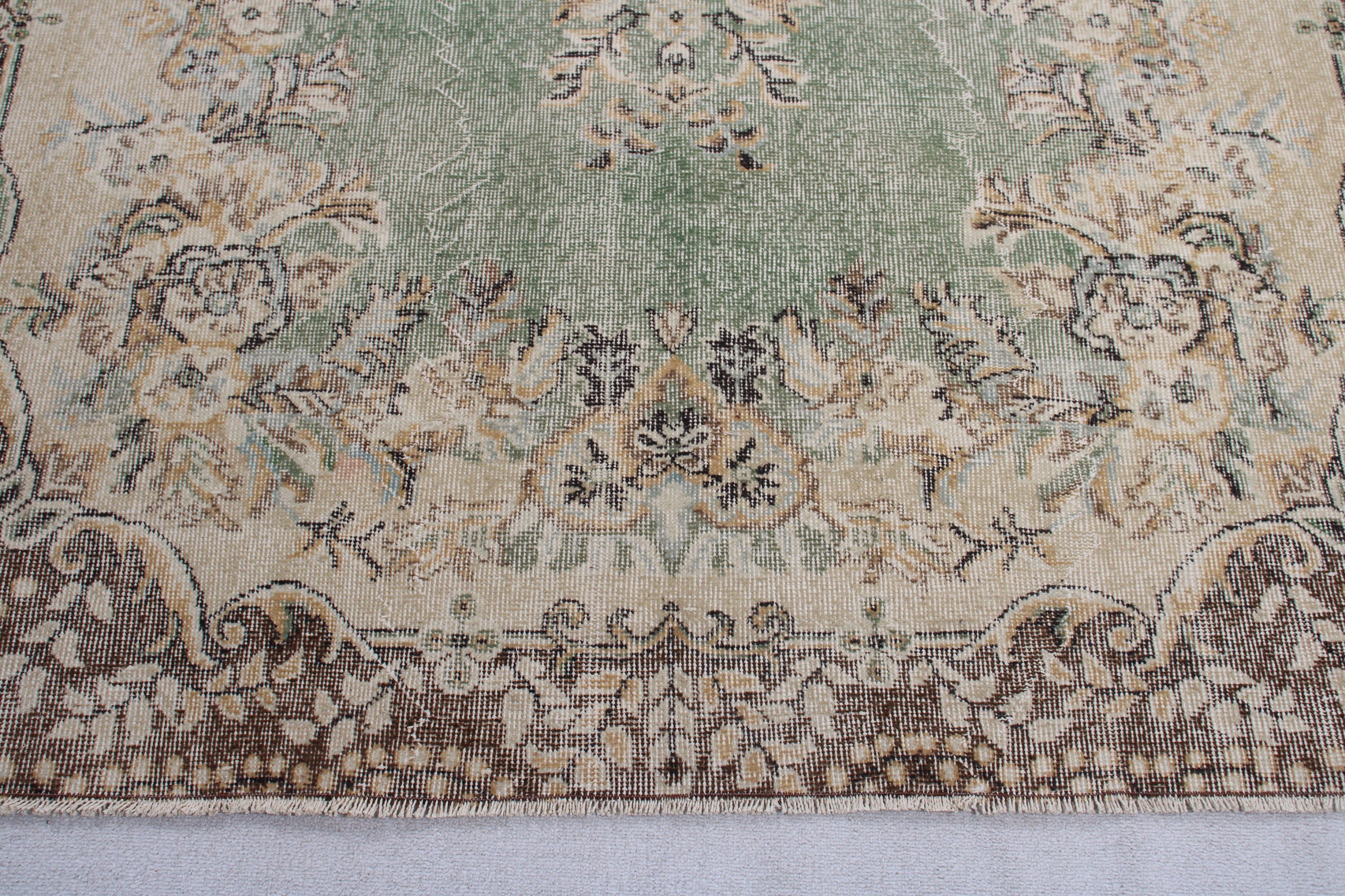 5,4x9,2 ft Büyük Halılar, Yeşil İfade Halıları, Modern Halılar, Büyük Boho Halısı, Aztek Halısı, Havalı Halı, Türk Halısı, Vintage Halı, Büyük Oushak Halıları