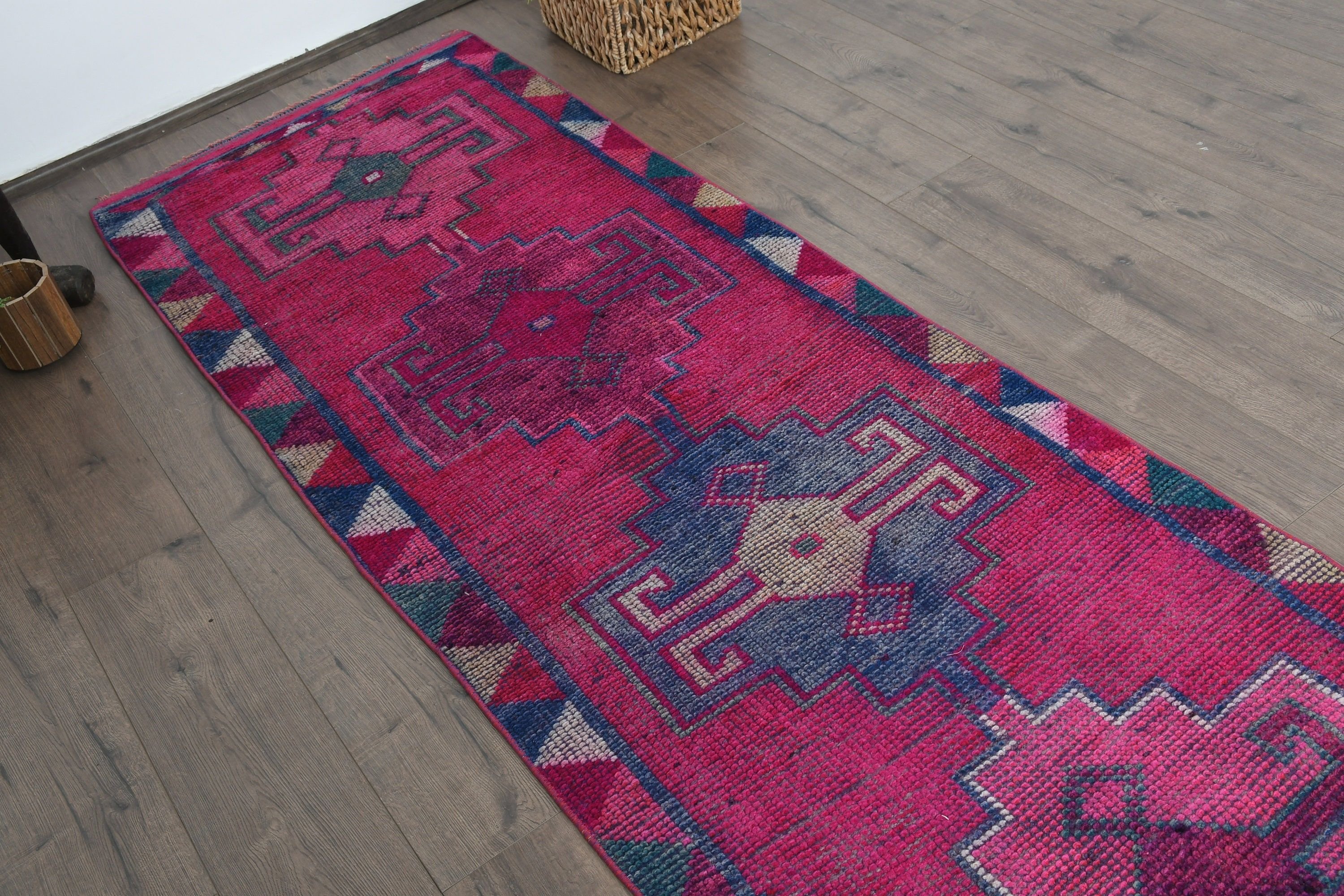 Rugs for Corridor, 2.8x8.6 ft Runner Rug, Pink Wool Rugs, Turkish Rug, Corridor Rugs, Stair Rug, Antique Rugs, Wool Rug, Vintage Rug