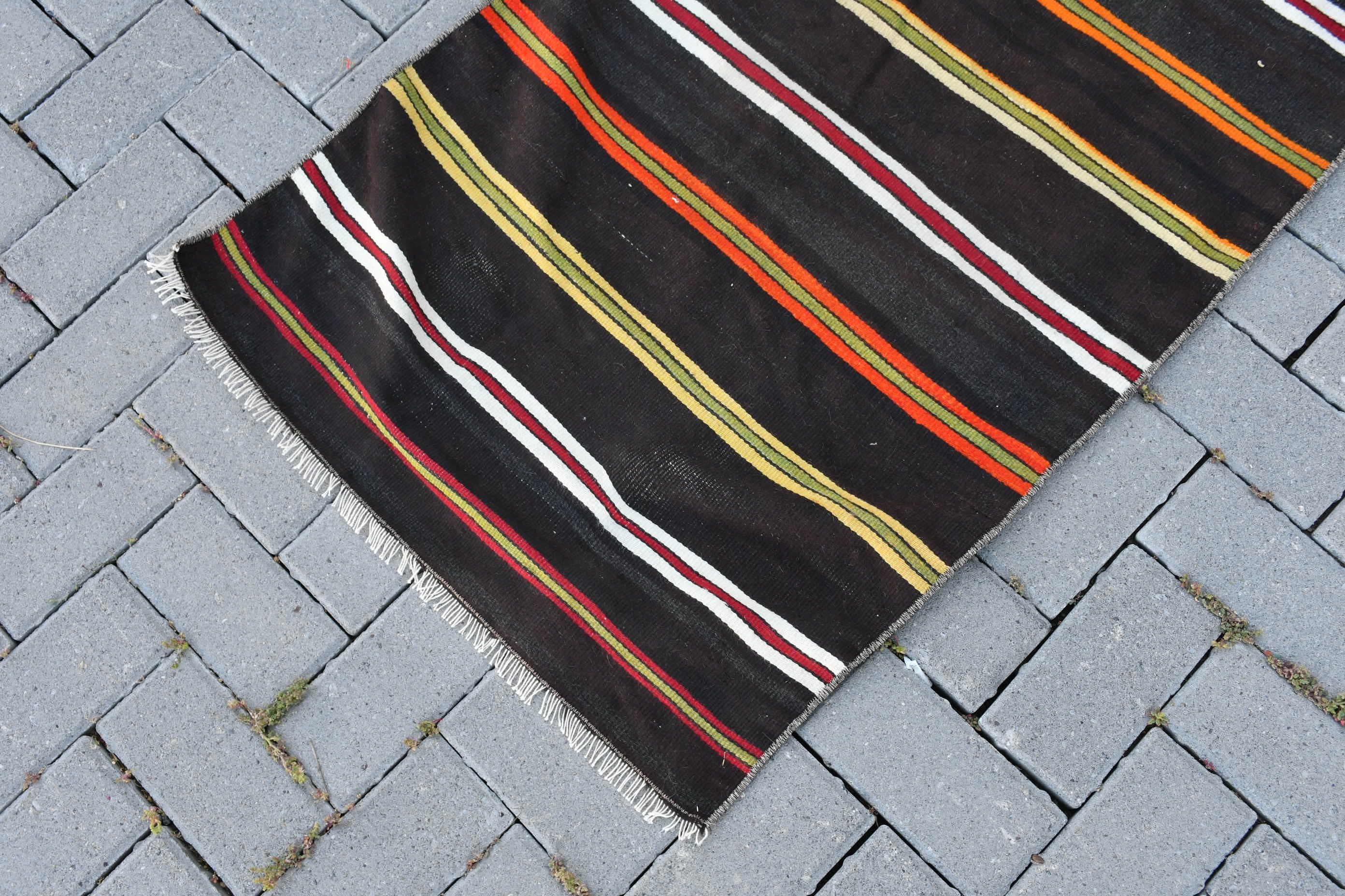 Kahverengi 2.2x3.3 ft Küçük Halı, Kilim, Anadolu Halıları, Çocuk Halıları, Araba Mat Halısı, Vintage Halılar, Türk Halıları