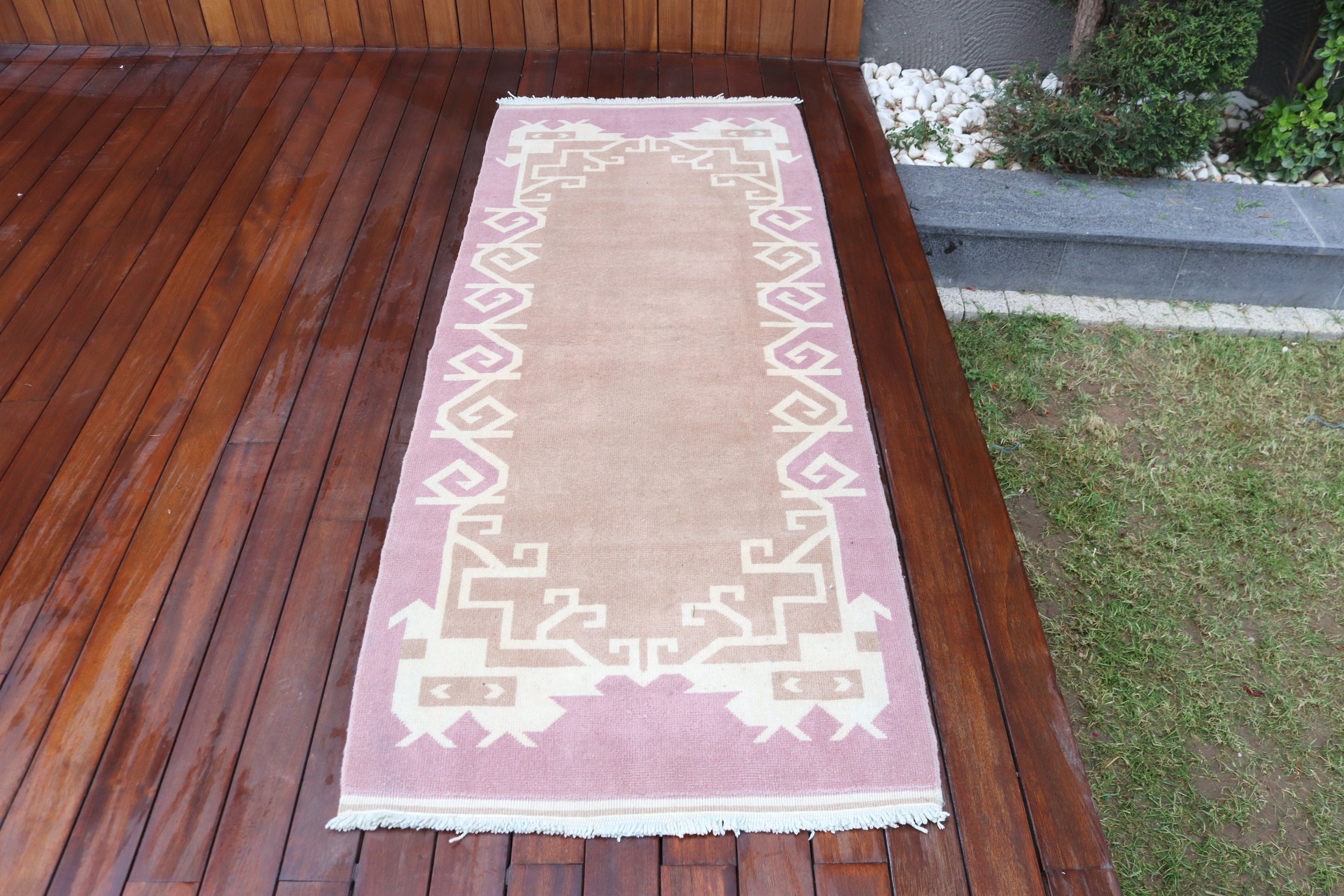 Kahverengi Lüks Halılar, Merdiven Halısı, Türk Halısı, Vintage Runner Halıları, Oushak Halısı, 2.6x6.5 ft Runner Halısı, Anadolu Halıları, Vintage Halılar