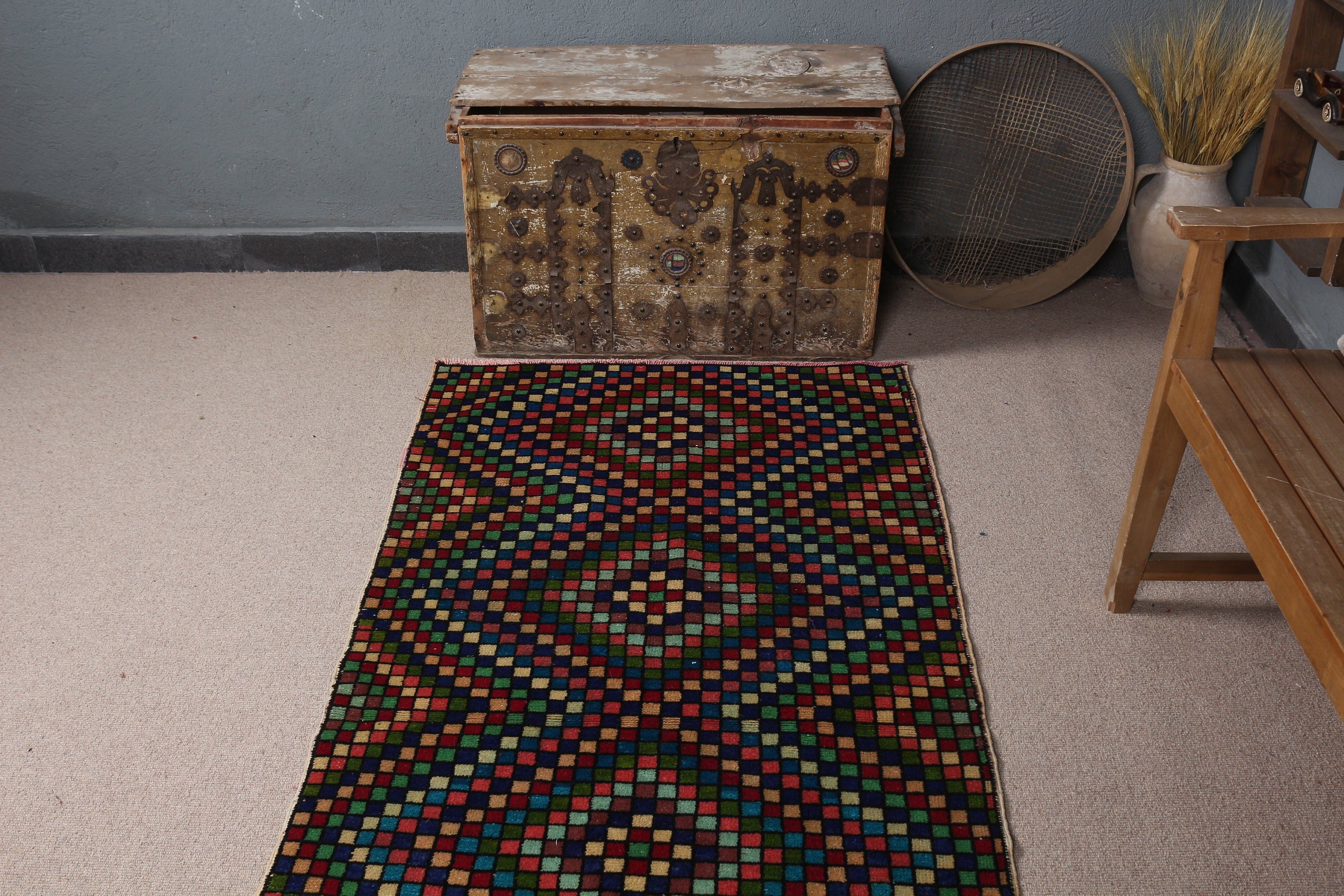 Vintage Rug, Home Decor Rug, Turkish Rugs, Anatolian Rug, Kitchen Rug, 3.1x6.6 ft Accent Rugs, Aztec Rugs, Rainbow Cool Rug, Bedroom Rug