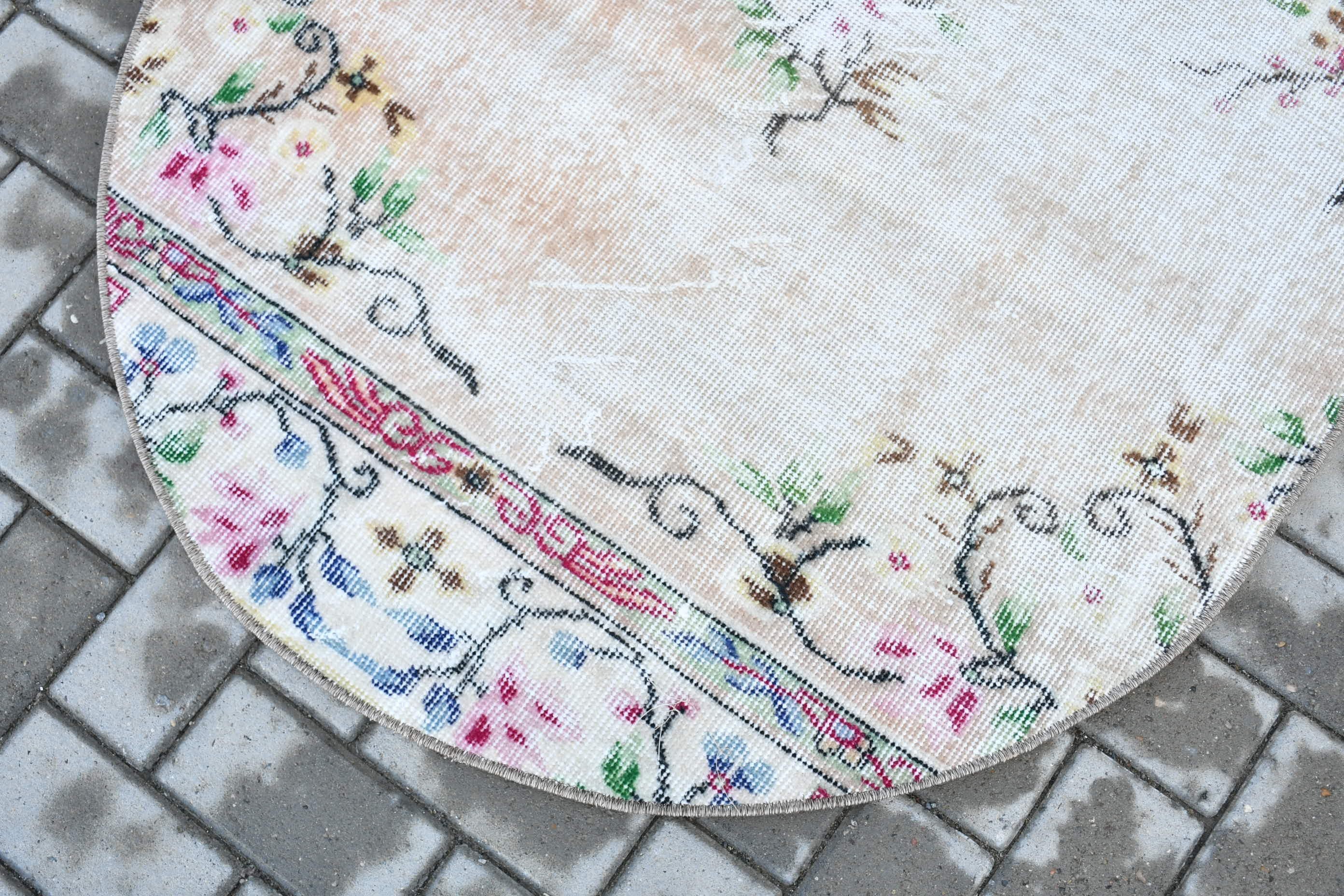 Türkiye Halısı, Araba Paspas Halısı, 3.2x3.3 ft Küçük Halı, Ev Dekorasyonu Halıları, Kapı Paspası Halısı, Yatak Odası Halısı, Türk Halıları, Vintage Halı, Bej Oushak Halıları