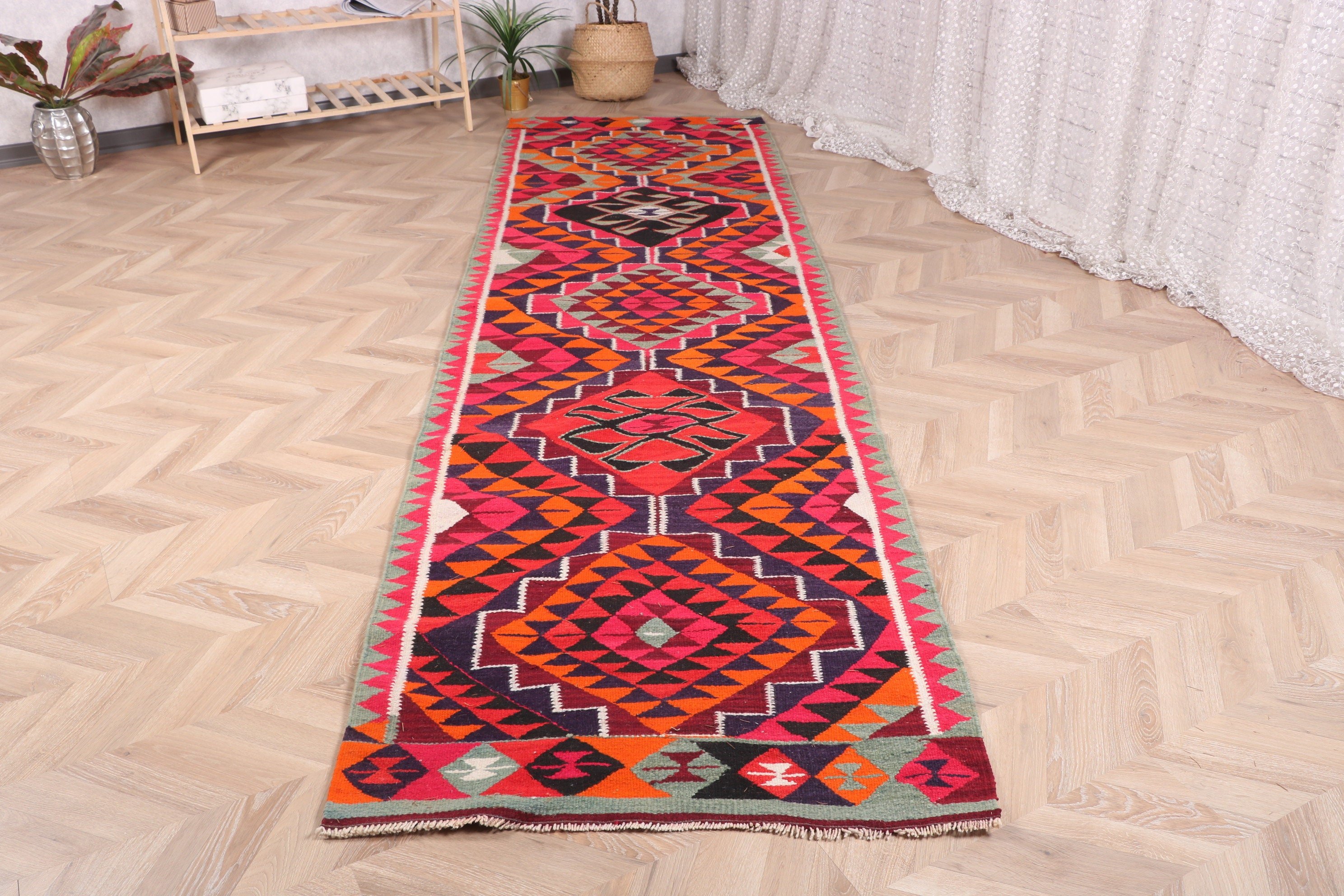 Boho Rug, Turkish Rugs, Rainbow Modern Rugs, Corridor Rug, Vintage Runner Rugs, Vintage Rugs, Moroccan Rugs, 3.3x11.3 ft Runner Rugs