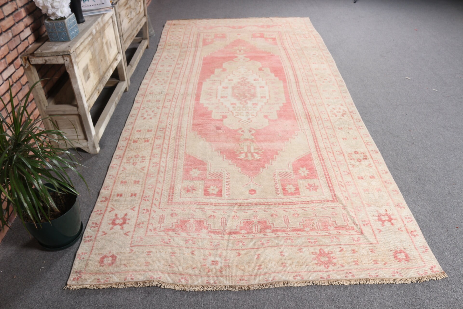 Beige Antique Rugs, Turkish Rug, 5x10.9 ft Large Rug, Vintage Rug, Bedroom Rug, Living Room Rugs, Tribal Rugs, Oushak Rugs, Kitchen Rugs