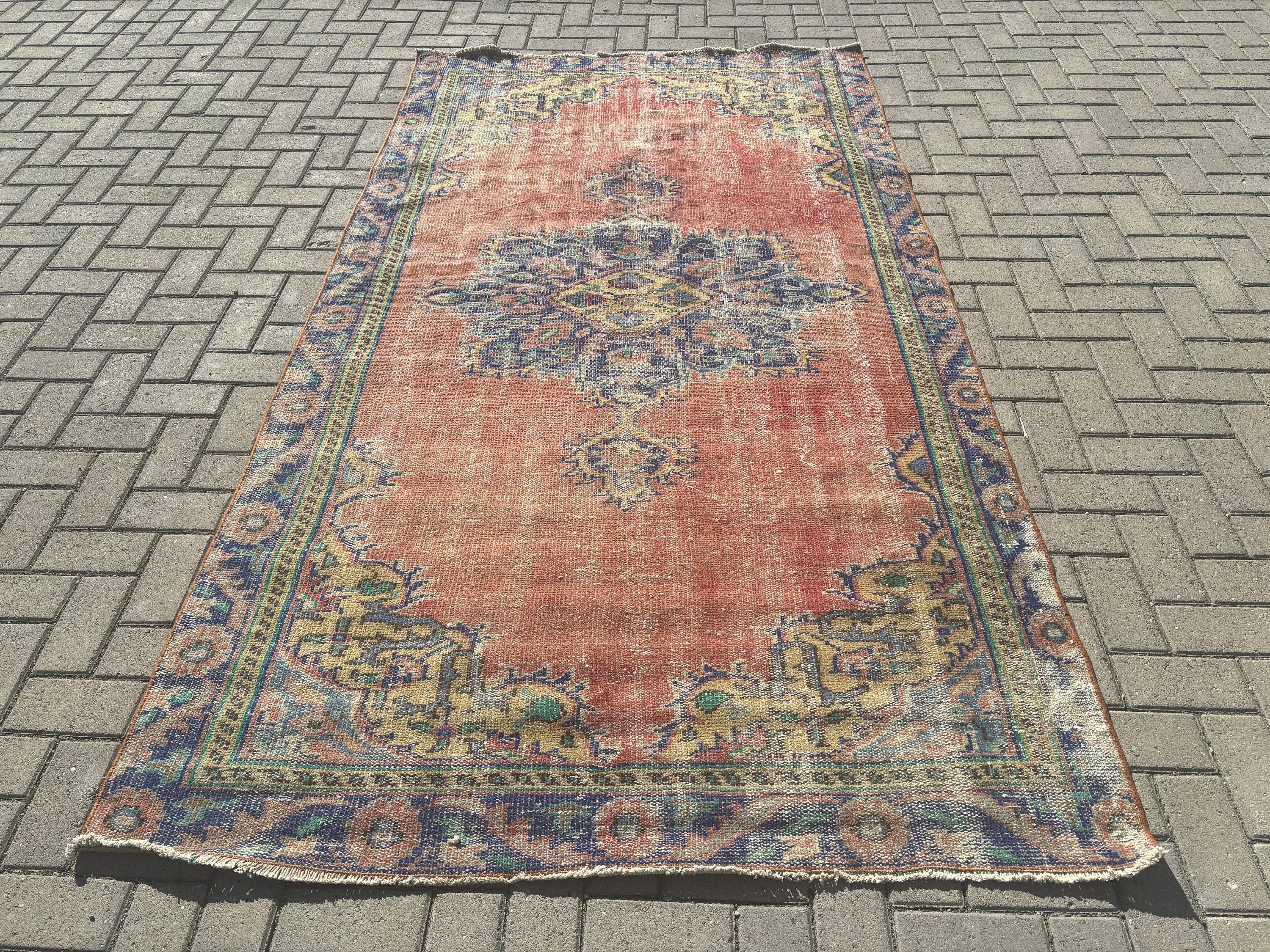 Büyük Oushak Halıları, 4,8x8,8 ft Büyük Halılar, Büyük Vintage Halılar, Harika Halılar, Türk Halısı, Turuncu El Dokuma Halılar, Vintage Halı, Geometrik Halı