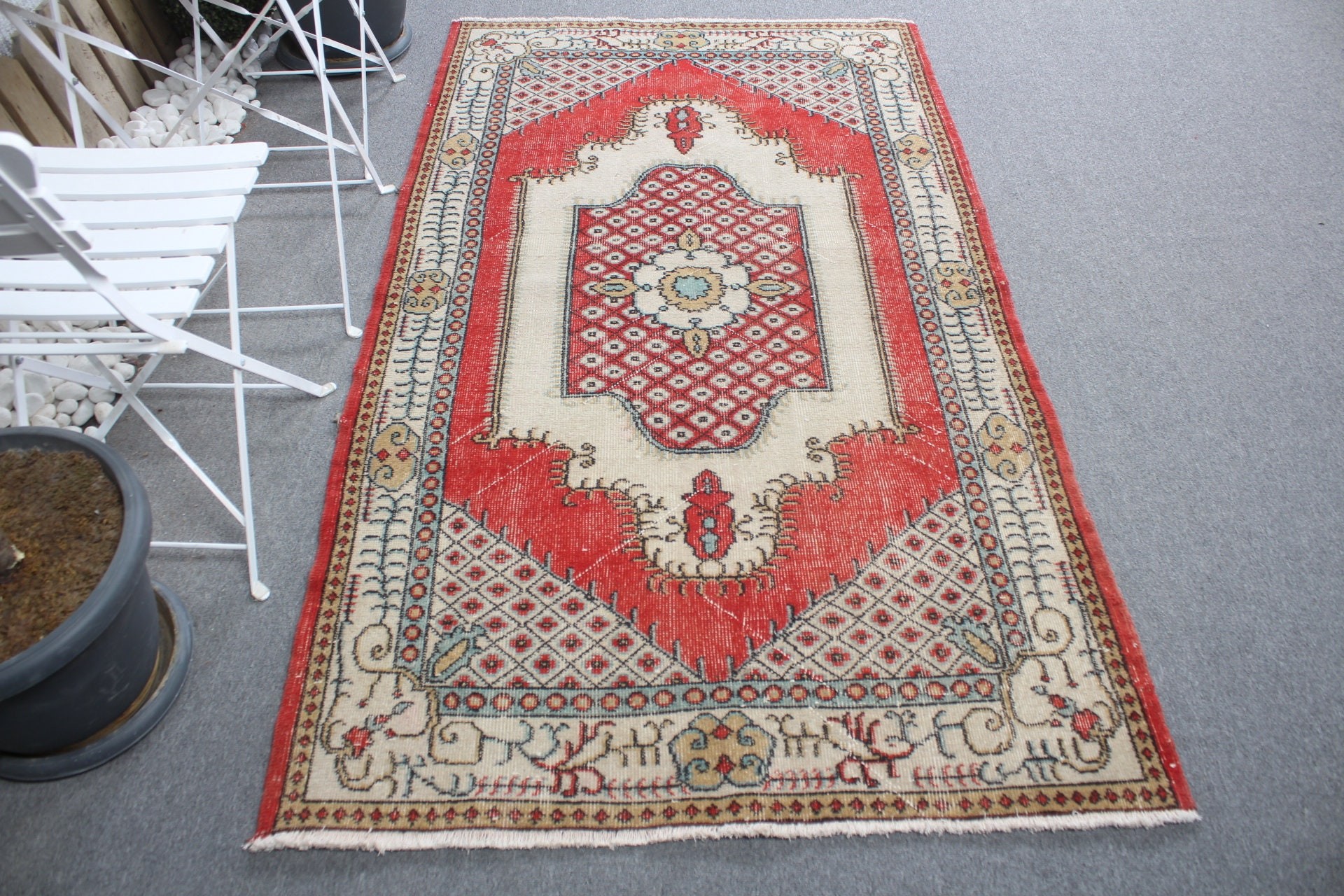 Kitchen Rugs, Bedroom Rugs, Vintage Decor Rug, Red Anatolian Rug, Turkish Rug, Rugs for Floor, Floor Rug, Vintage Rugs, 3.8x6.7 ft Area Rug