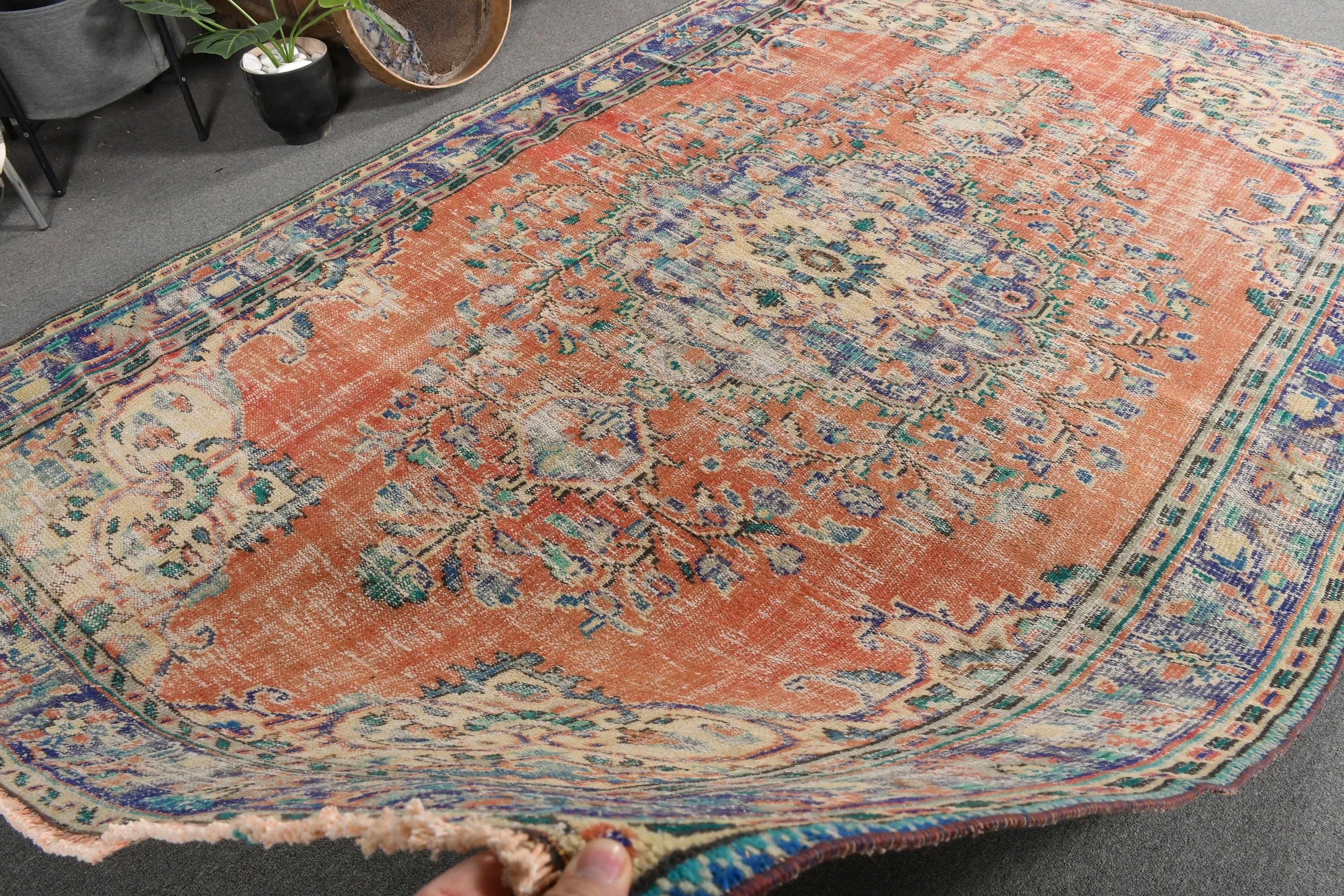 Antika Halılar, Vintage Halı, Yemek Odası Halısı, Kahverengi Oushak Halısı, Türk Halısı, 5.9x9.1 ft Büyük Halı, Göçebe Halısı, Oturma Odası Halısı, Yatak Odası Halısı