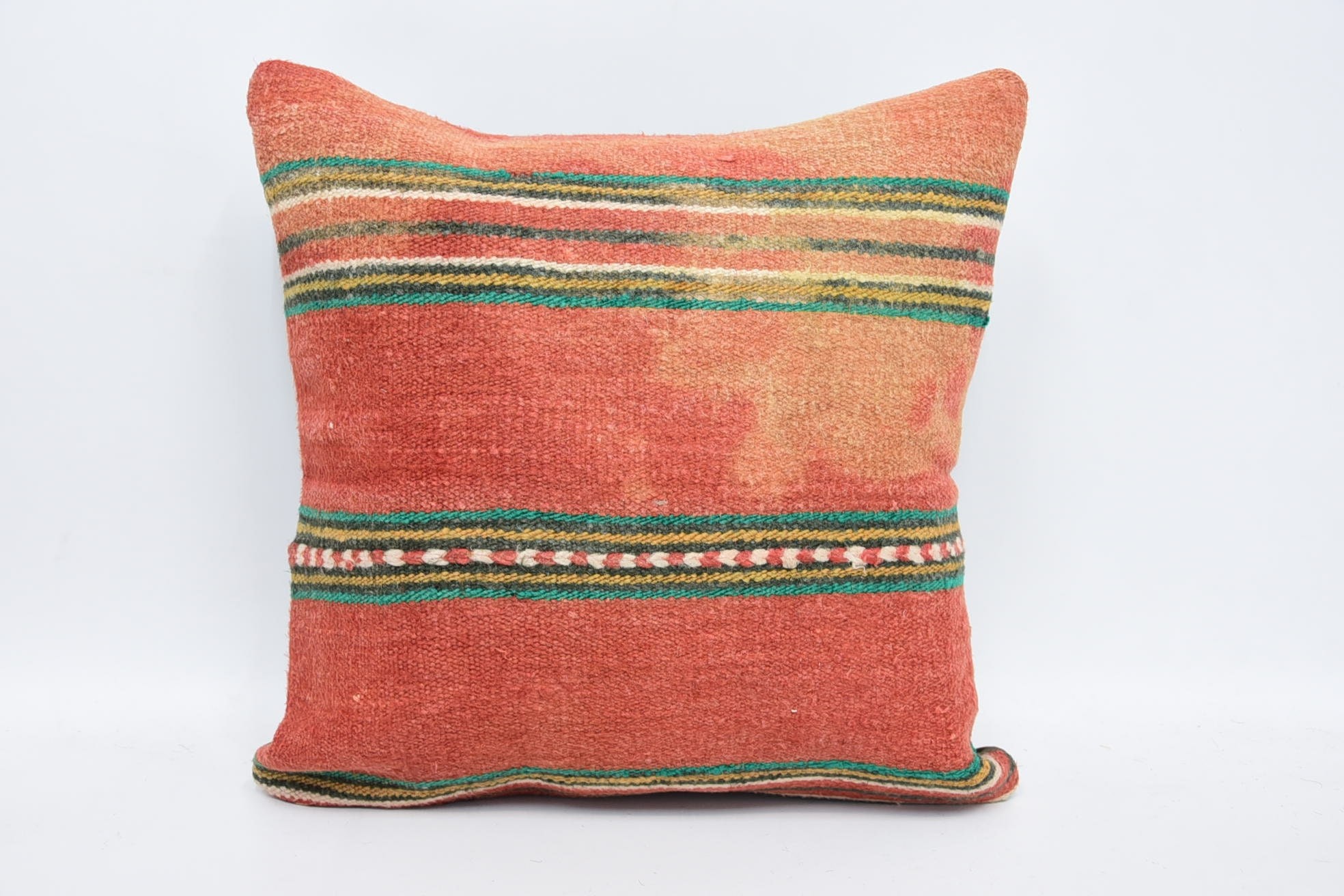 16"x16" Red Pillow, Vintage Kilim Throw Pillow, Boho Chic Cushion, Vintage Pillow, Tapestry Cushion Case, Throw Kilim Pillow