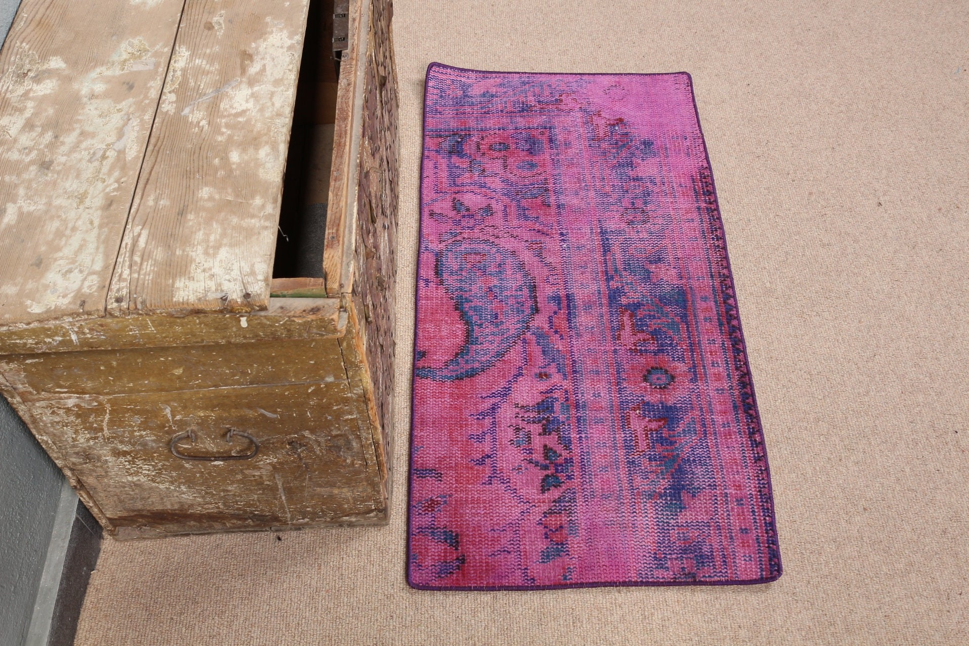 Moroccan Rugs, Pink Wool Rugs, Vintage Rug, Car Mat Rugs, Nomadic Rugs, Turkish Rugs, Wall Hanging Rug, Kitchen Rugs, 1.6x3.3 ft Small Rugs