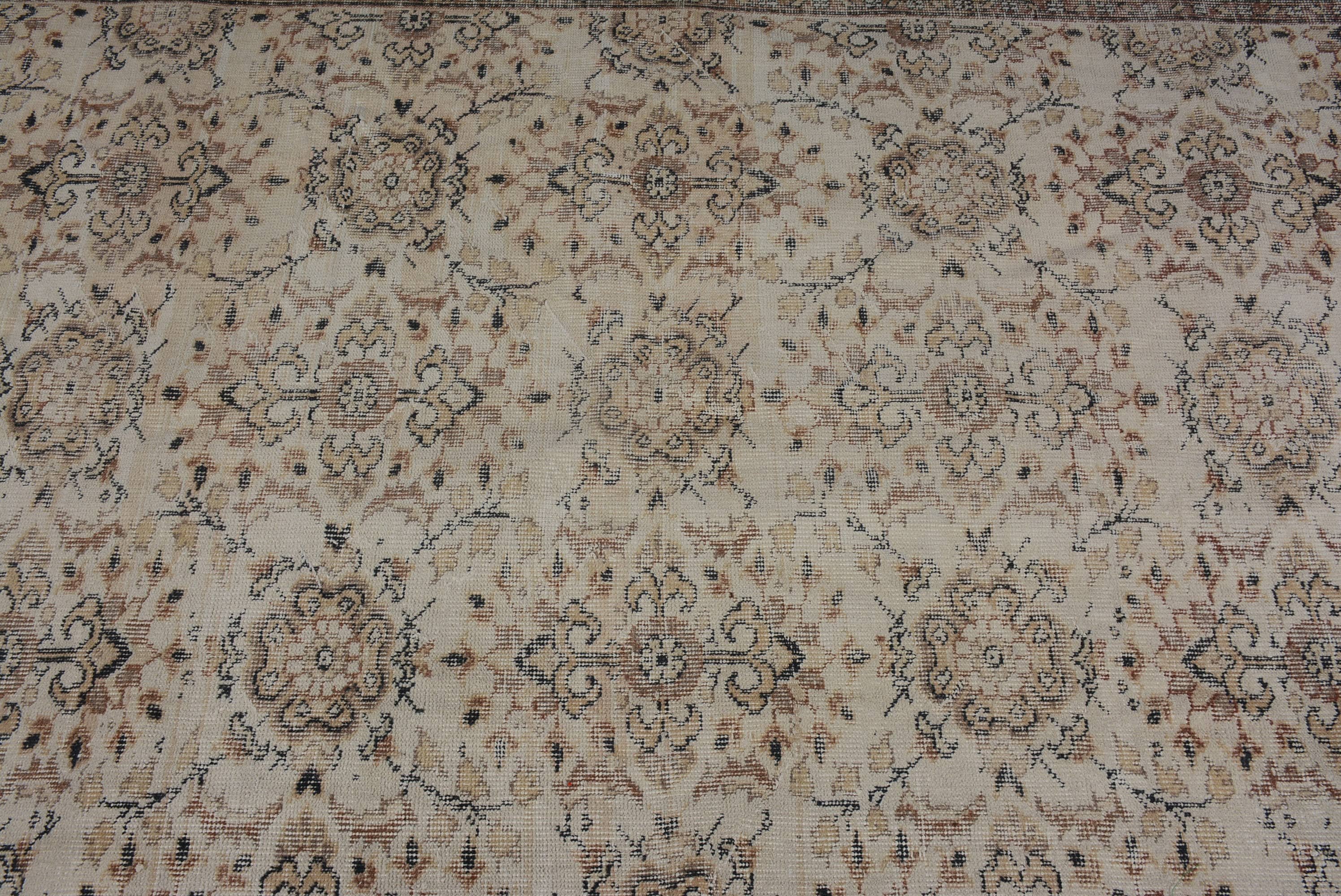 Anadolu Halısı, Bej Oushak Halısı, Yatak Odası Halıları, 4,6x8,4 ft Alan Halısı, Vintage Halı, Türk Halısı, Yer Halısı, İç Mekan Halısı, Yemek Odası Halıları