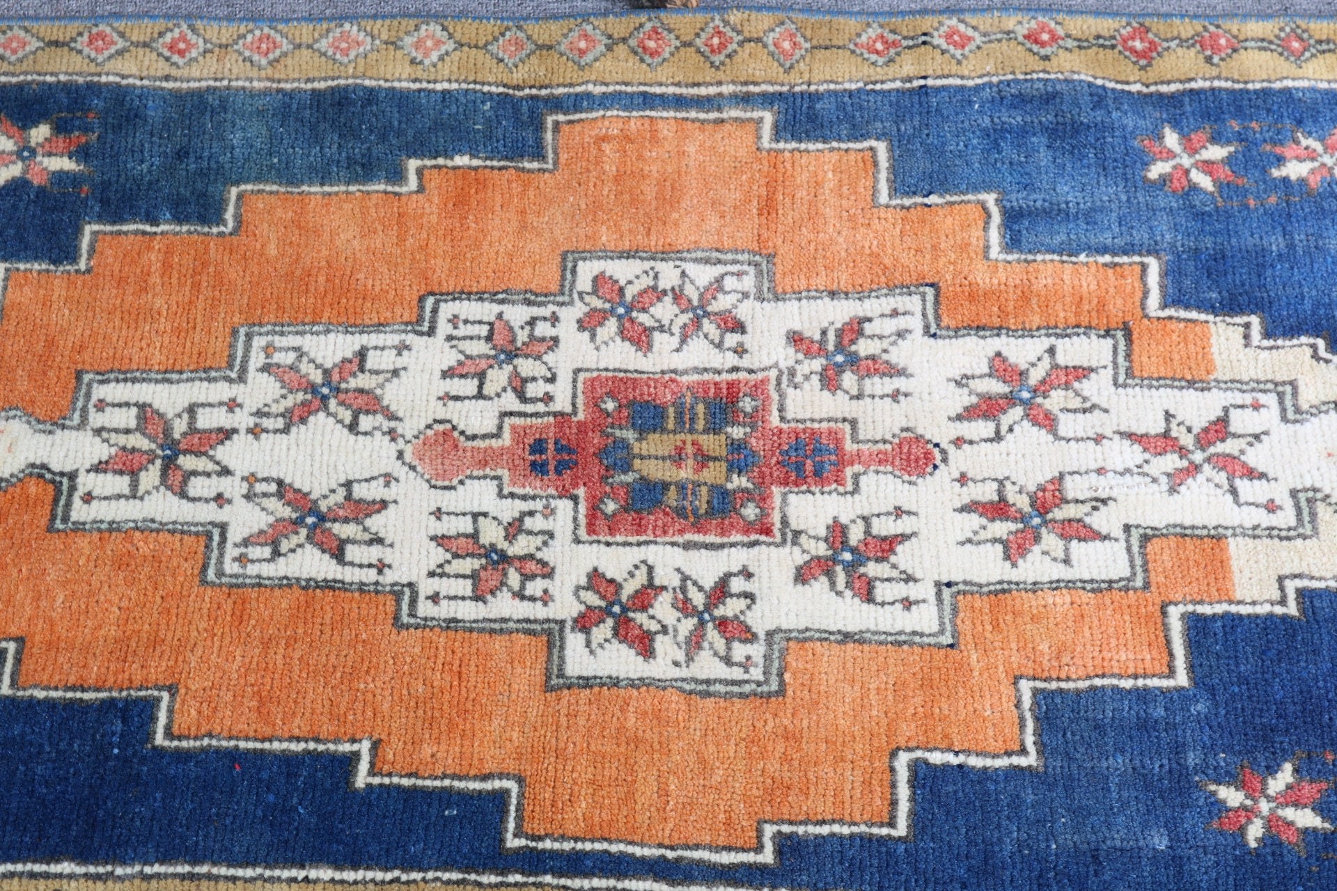 Turuncu Geometrik Halılar, Türk Halısı, Geometrik Halılar, Mutfak Halıları, Banyo Halıları, Vintage Halılar, 1.8x3.3 ft Küçük Halılar, Küçük Boho Halı, Yer Halısı