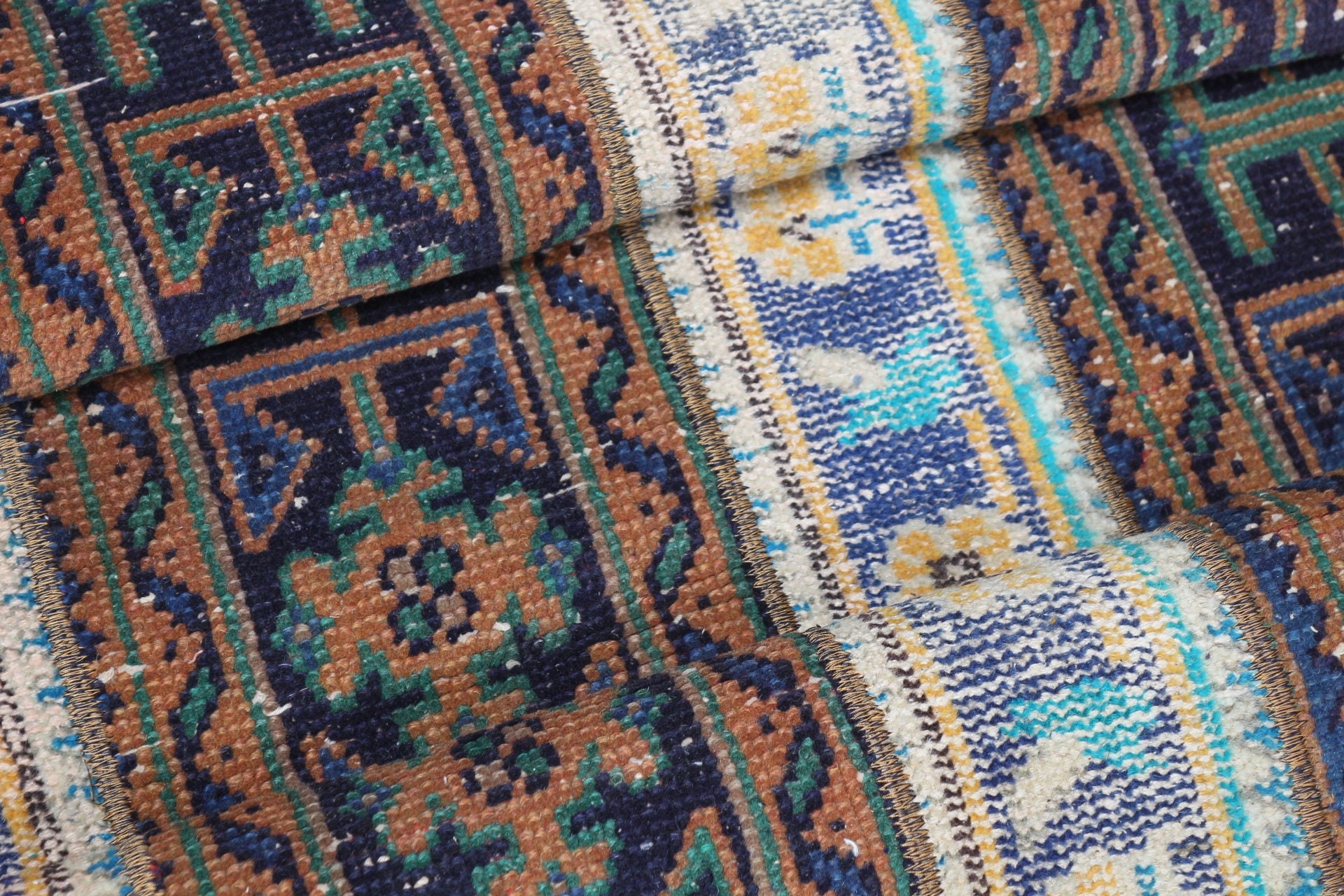 Turkish Rugs, Door Mat Rug, Moroccan Rug, Kitchen Rug, Blue Wool Rug, Cool Rug, Rugs for Car Mat, Vintage Rug, 2.5x4.6 ft Small Rug