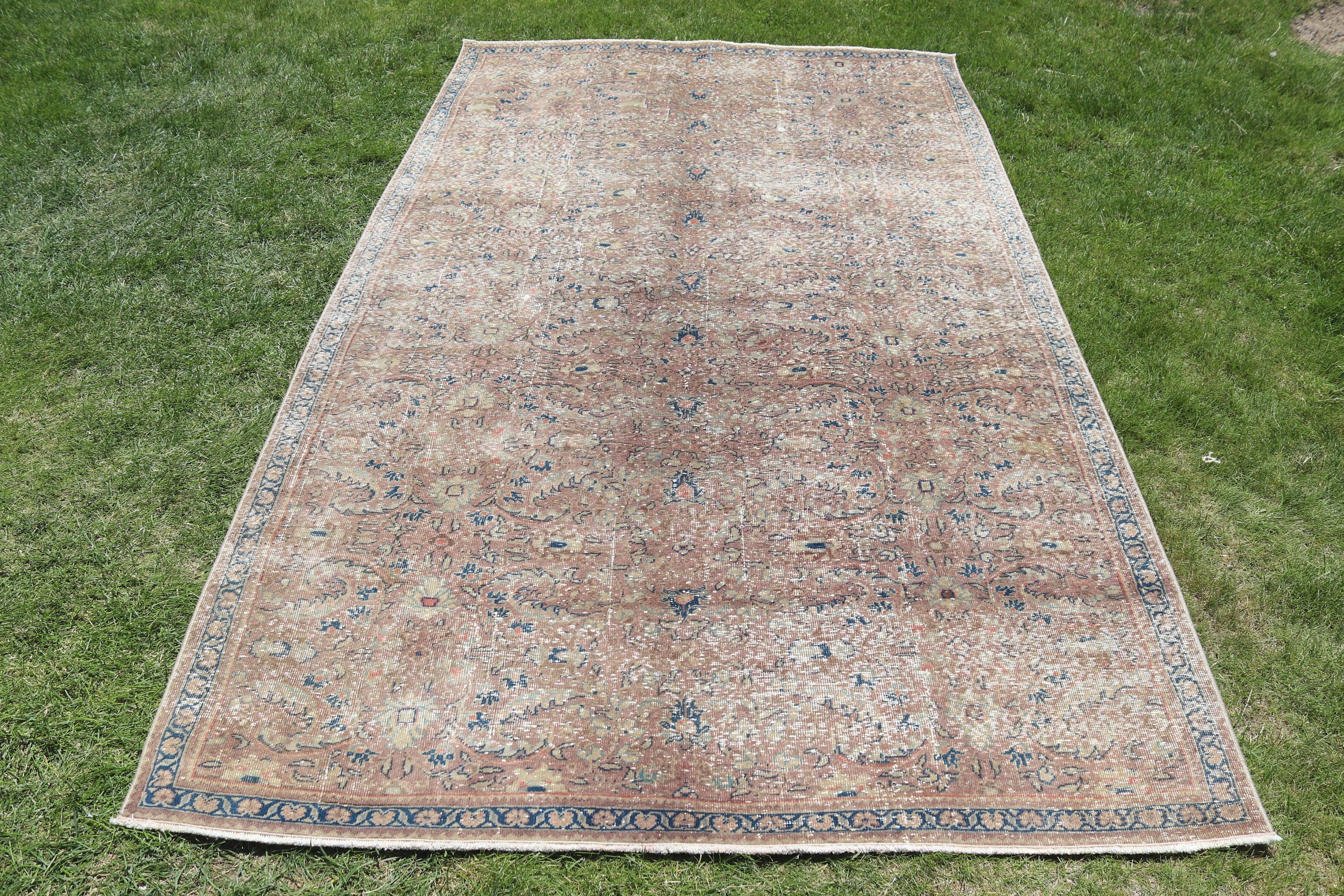 Turkish Rug, Vintage Rug, Aztec Rug, Brown Antique Rugs, Cool Rugs, Living Room Rug, Bedroom Rugs, 5x8.4 ft Large Rugs, Kitchen Rugs