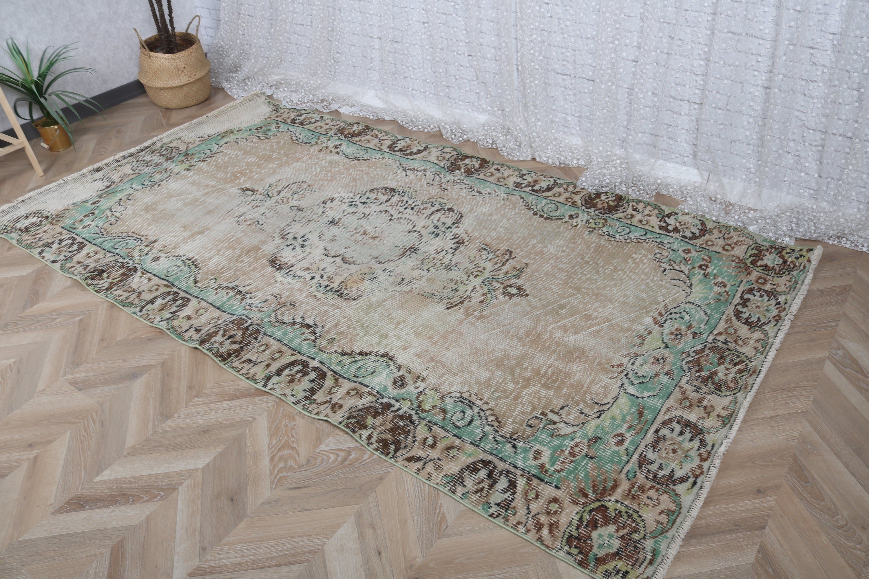 4.7x8.5 ft Alan Halısı, Yatak Odası Halıları, Türk Halısı, Havalı Halılar, Oturma Odası Halıları, Vintage Halı, Boho Halısı, Kahverengi Yer Halısı, Yatak Odası Halıları