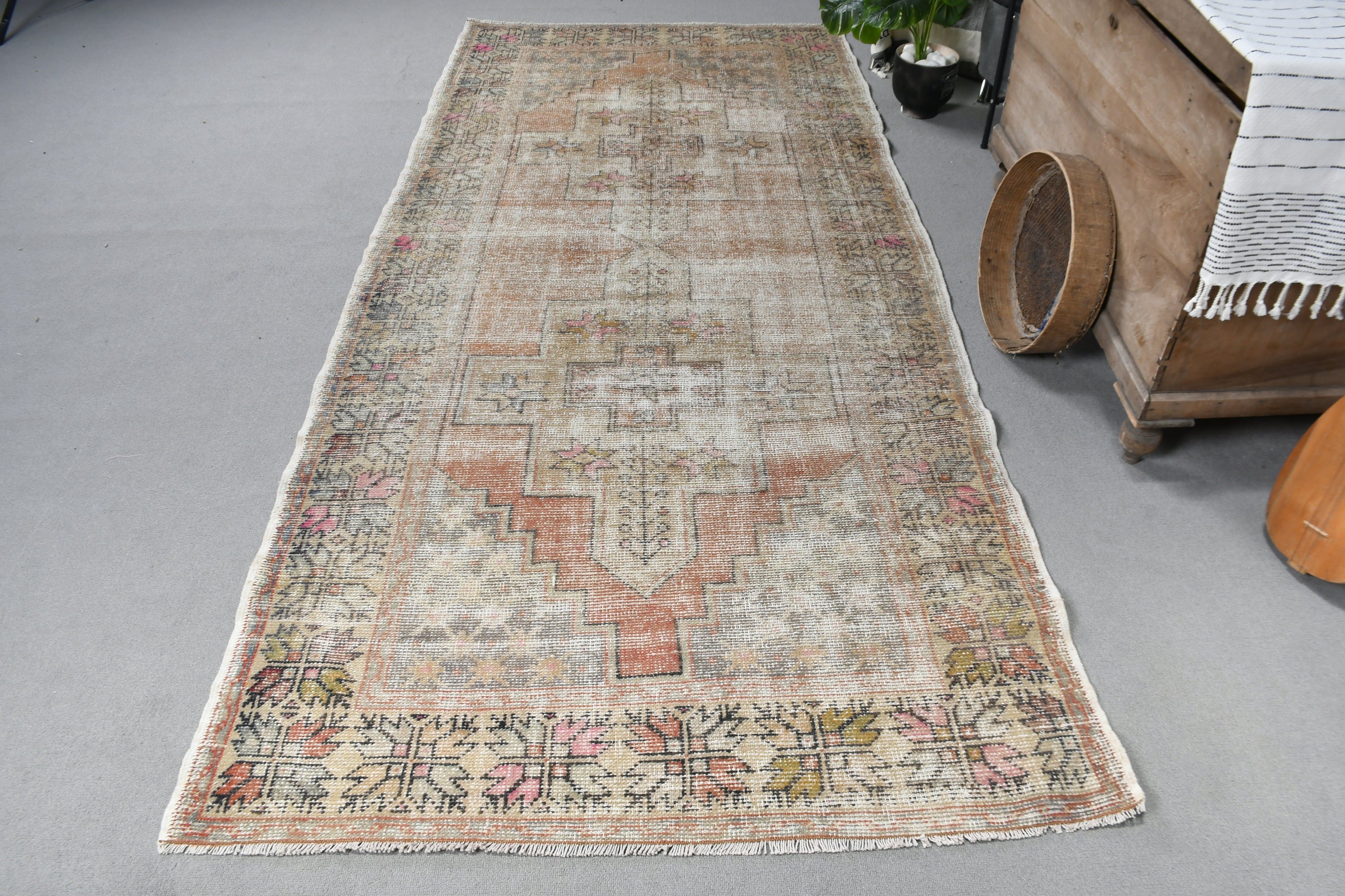 4.3x9.1 ft Area Rug, Vintage Rug, Turkish Rug, Green Oushak Rug, Kitchen Rug, Rugs for Kitchen, Floor Rug, Boho Rugs, Home Decor Rug