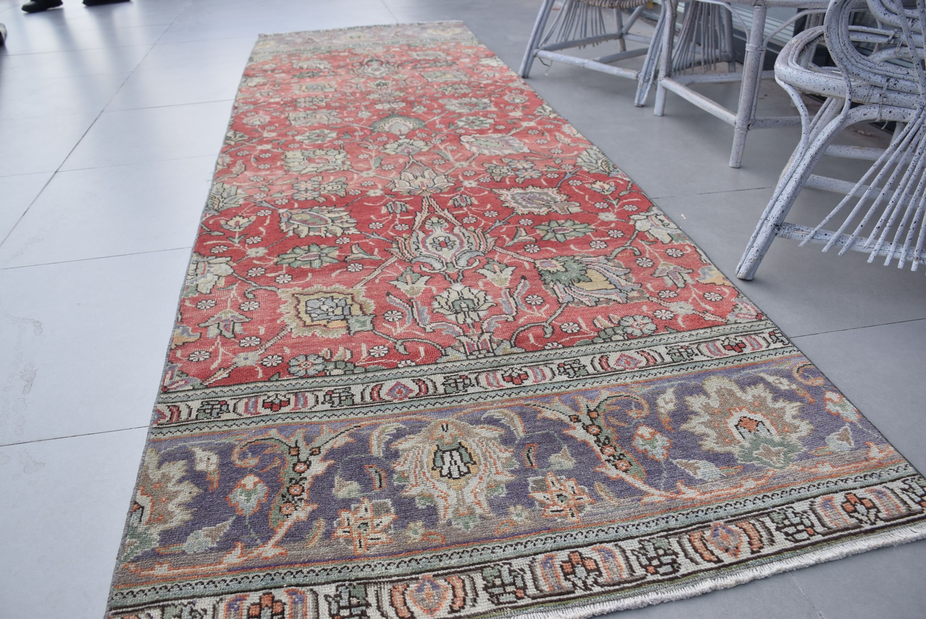 3.3x11.2 ft Runner Halı, Türk Halısı, Kırmızı Ev Dekor Halısı, Runner Halıları, Yer Halısı, Mutfak Halısı, Koridor Halıları, Vintage Halı