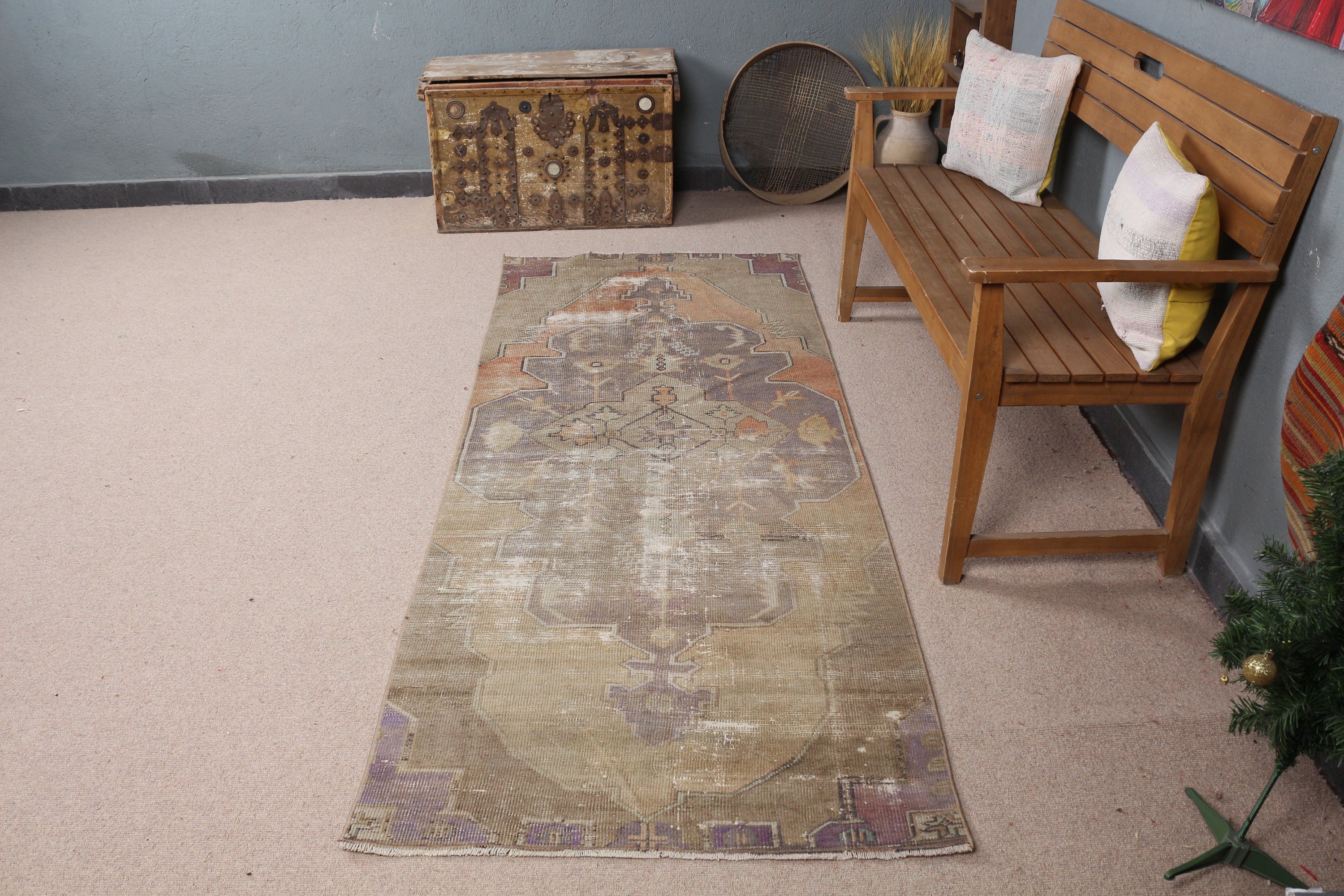 Mutfak Halısı, Giriş Halıları, Vintage Halı, Yatak Odası Halısı, 3,1x7,6 ft Accent Halı, Türk Halısı, Fas Halısı, Mor Anadolu Halısı, Giriş Halıları