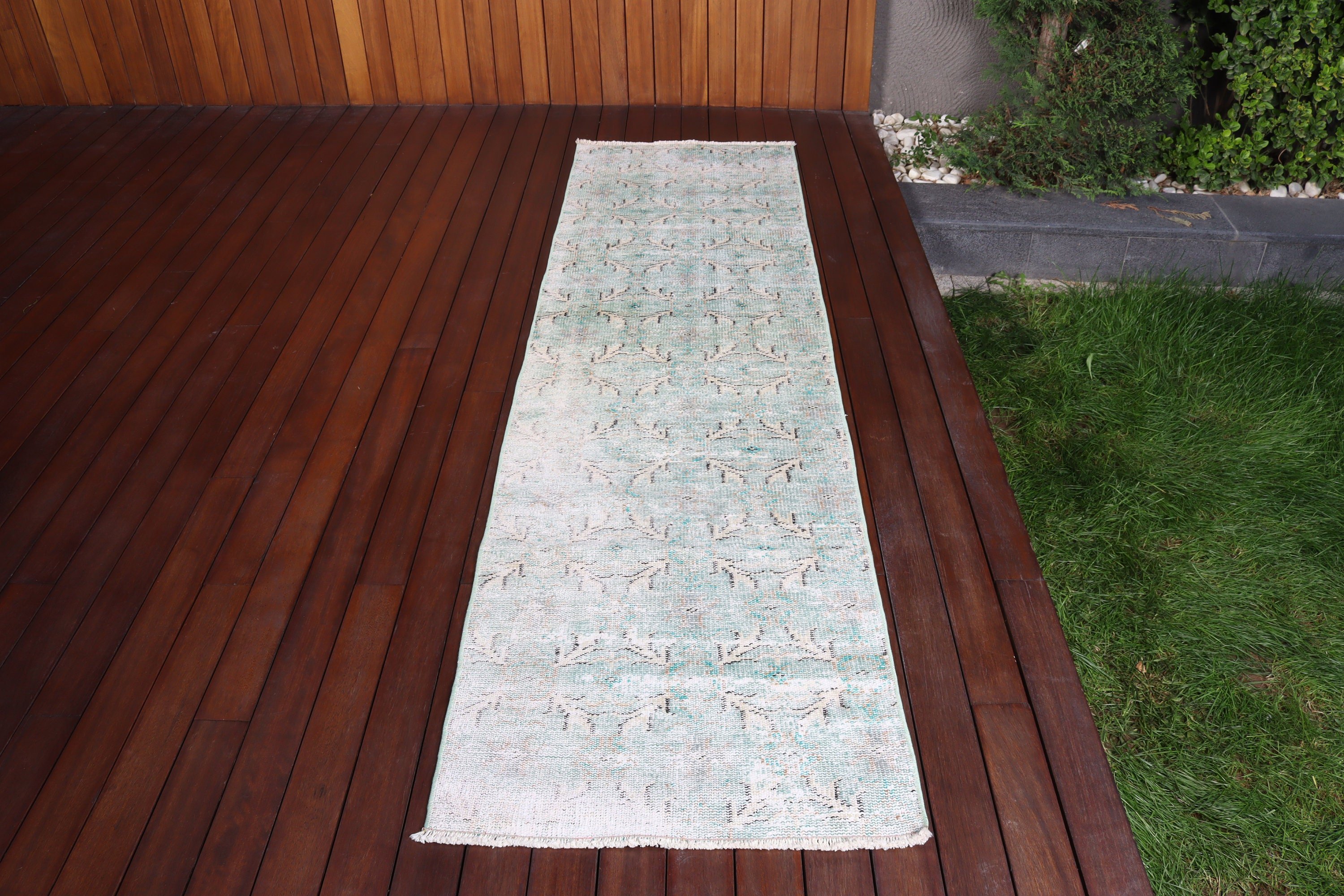 Vintage Rug, Kitchen Rugs, Beni Ourain Runner Rug, Turkish Rugs, Moroccan Rug, Flatweave Rugs, 2.3x8.3 ft Runner Rugs, Green Luxury Rugs