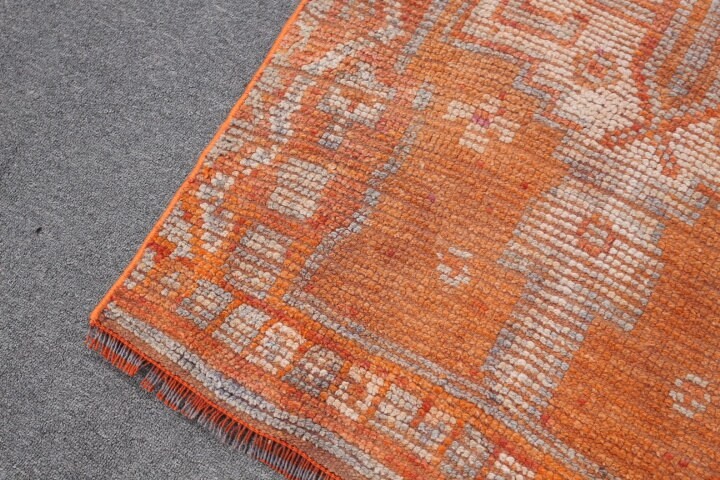 Corridor Rug, Vintage Rugs, Home Decor Rug, Orange Anatolian Rug, Bedroom Rug, Hallway Rug, Pale Rug, Turkish Rug, 2.5x10.2 ft Runner Rug