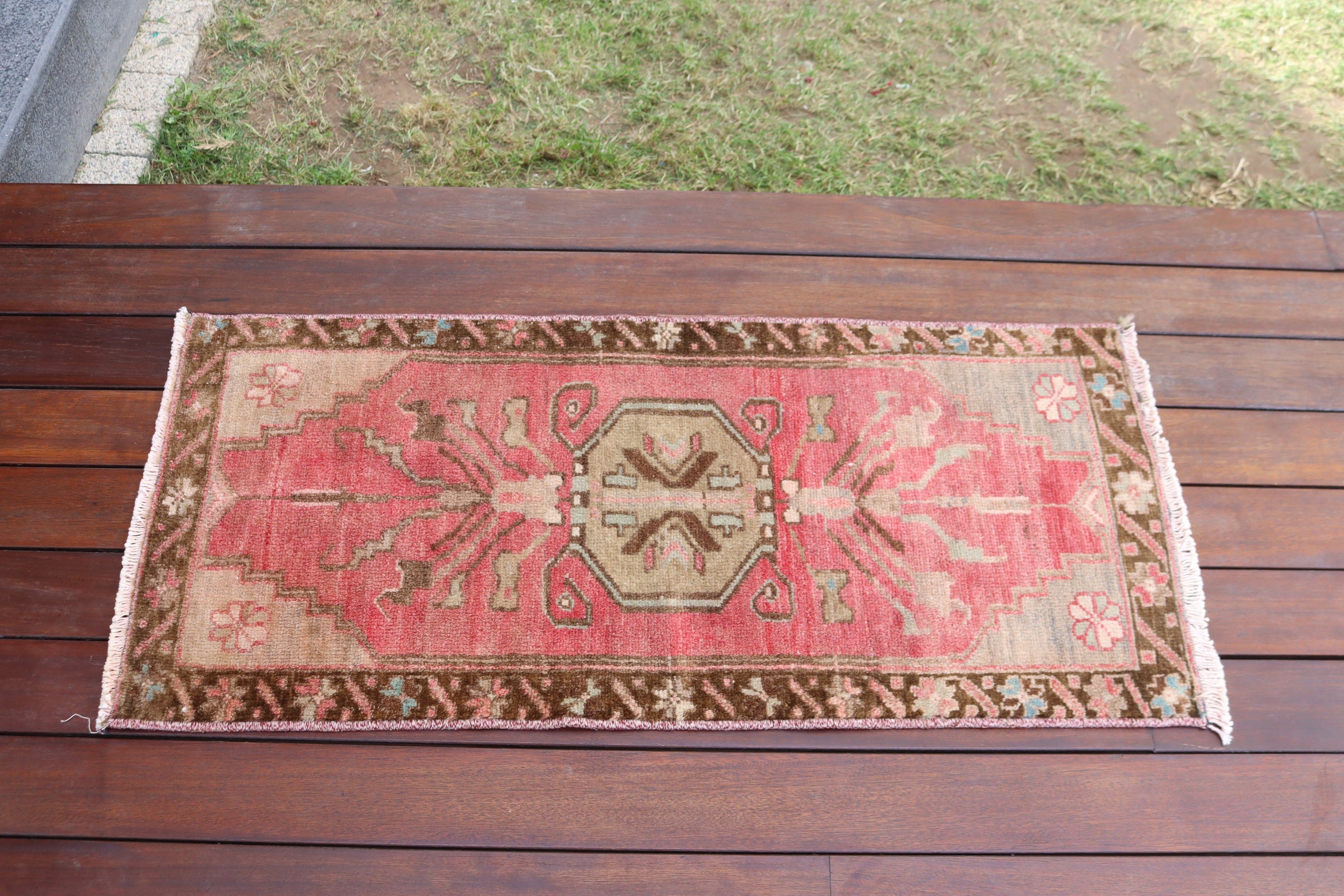 Rugs for Bath, Luxury Rug, 1.5x3.3 ft Small Rugs, Vintage Rugs, Nursery Rug, Turkish Rug, Kitchen Rugs, Antique Rug, Red Anatolian Rug