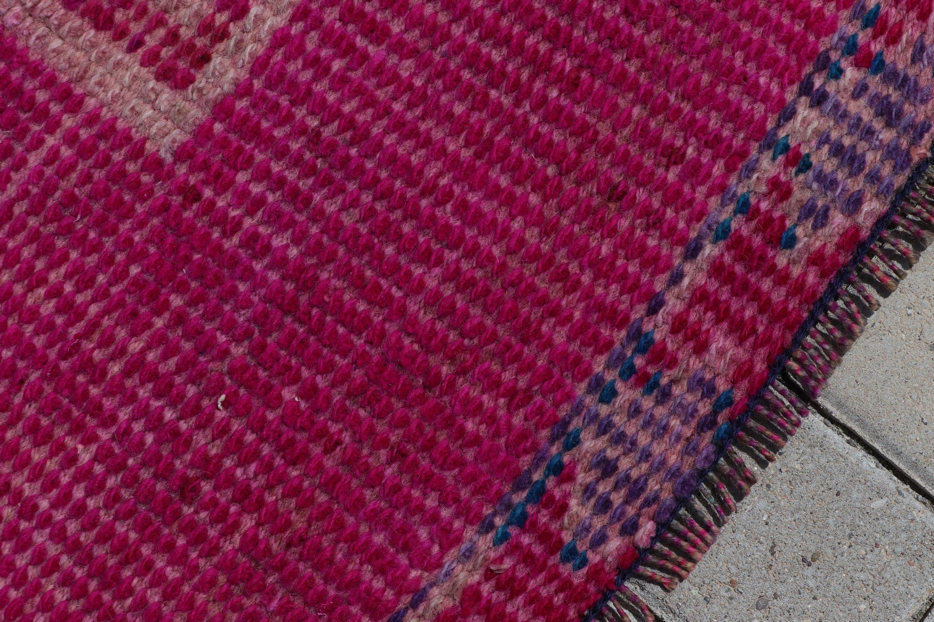 Kitchen Rug, Aztec Rug, Turkish Rug, 3.1x11.1 ft Runner Rugs, Pink Home Decor Rug, Rugs for Kitchen, Vintage Rug, Wool Rugs