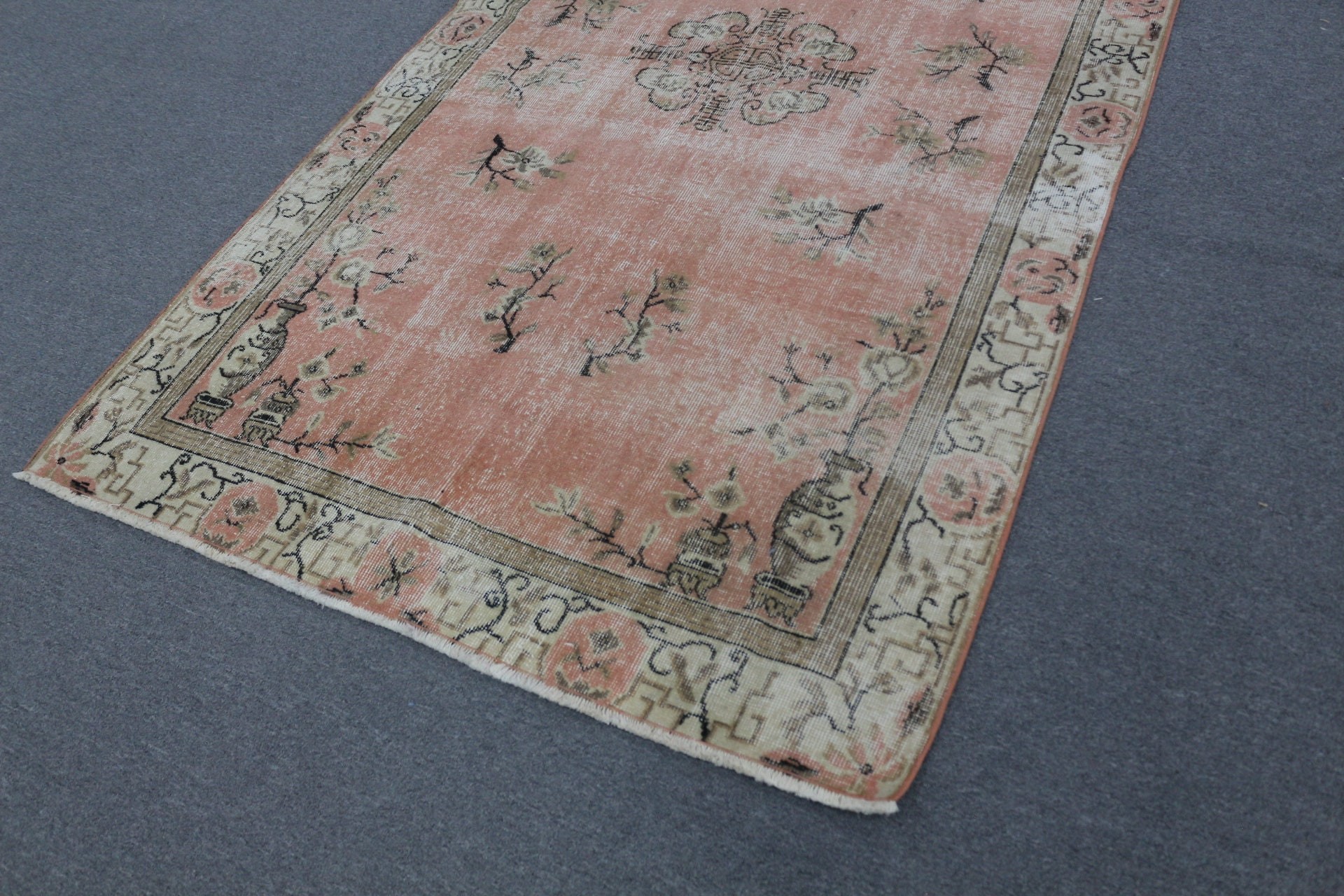 Vintage Rugs, Cool Rugs, Bedroom Rug, Kitchen Rugs, Vintage Decor Rugs, Rugs for Area, Turkish Rug, Pink Wool Rugs, 4.7x8.1 ft Area Rug