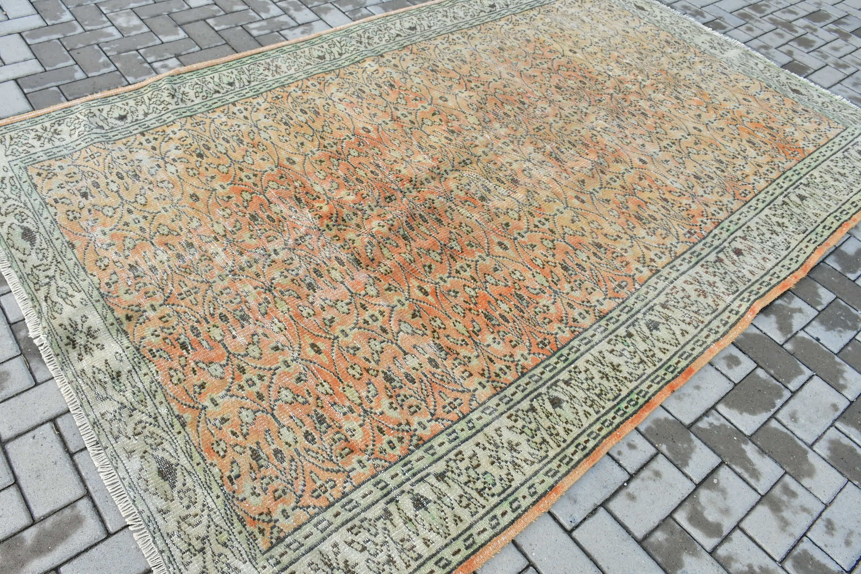 Salon Rugs, Dining Room Rugs, Antique Rugs, Tribal Rugs, Turkish Rug, Vintage Rugs, Bedroom Rug, 6.1x9.2 ft Large Rug, Orange Floor Rugs