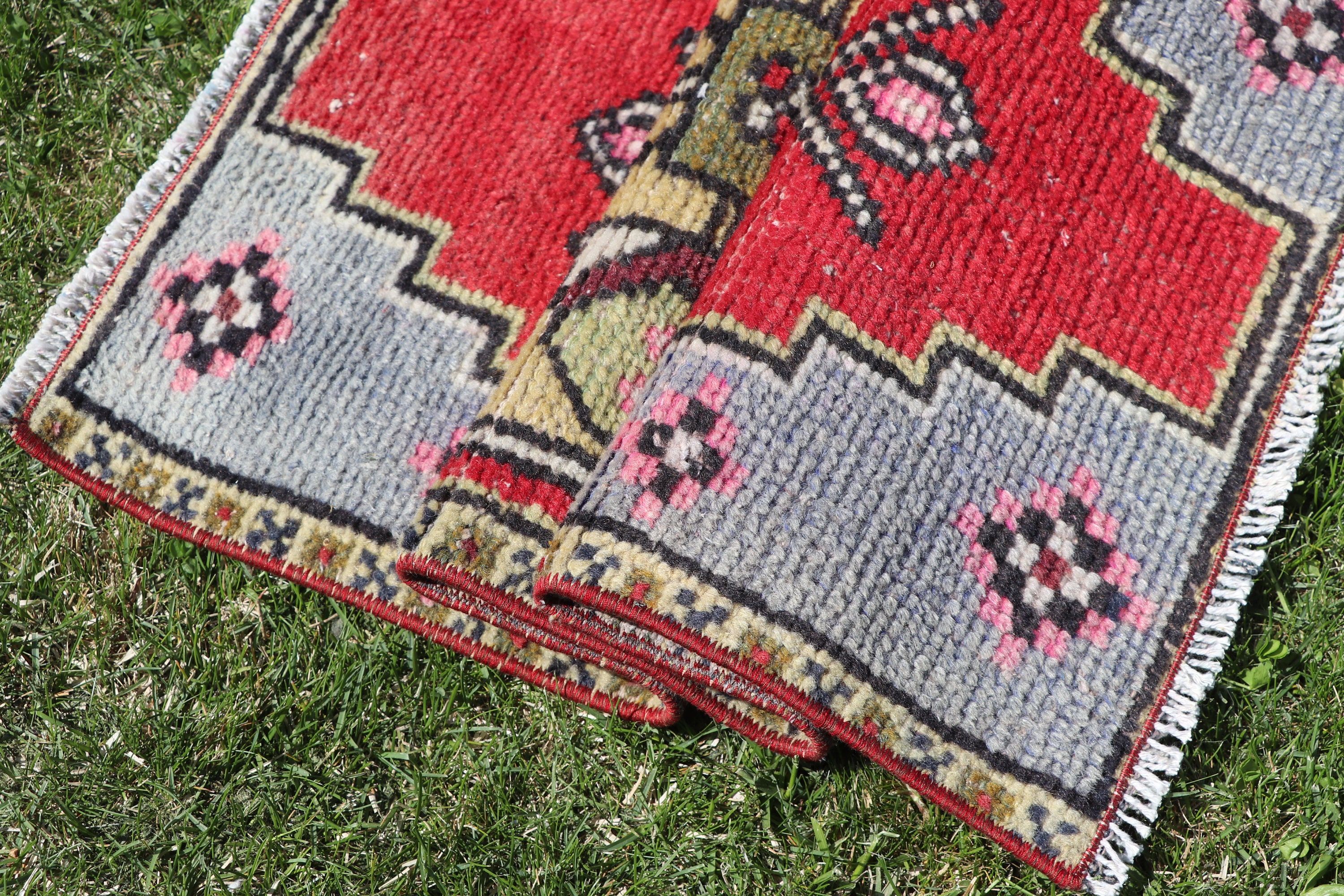 Moroccan Rug, Wall Hanging Rug, Red Cool Rugs, Modern Rugs, Vintage Rug, Small Vintage Rug, 1.5x3.1 ft Small Rugs, Turkish Rugs, Tribal Rug