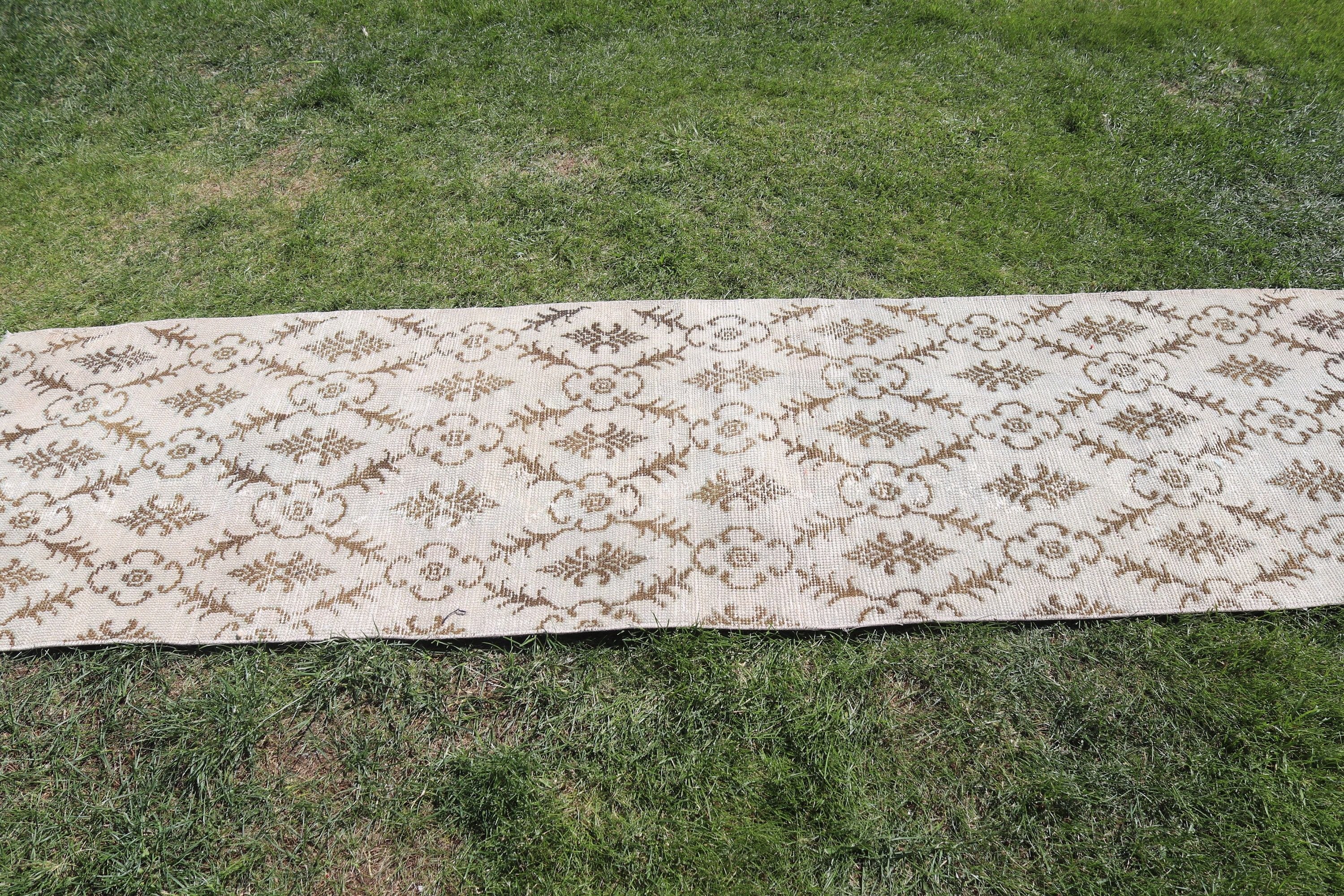 Beige Modern Rugs, Vintage Rugs, Beni Ourain Runner Rug, Anatolian Rug, Antique Rugs, Turkish Rug, 2.6x9 ft Runner Rug, Vintage Runner Rugs