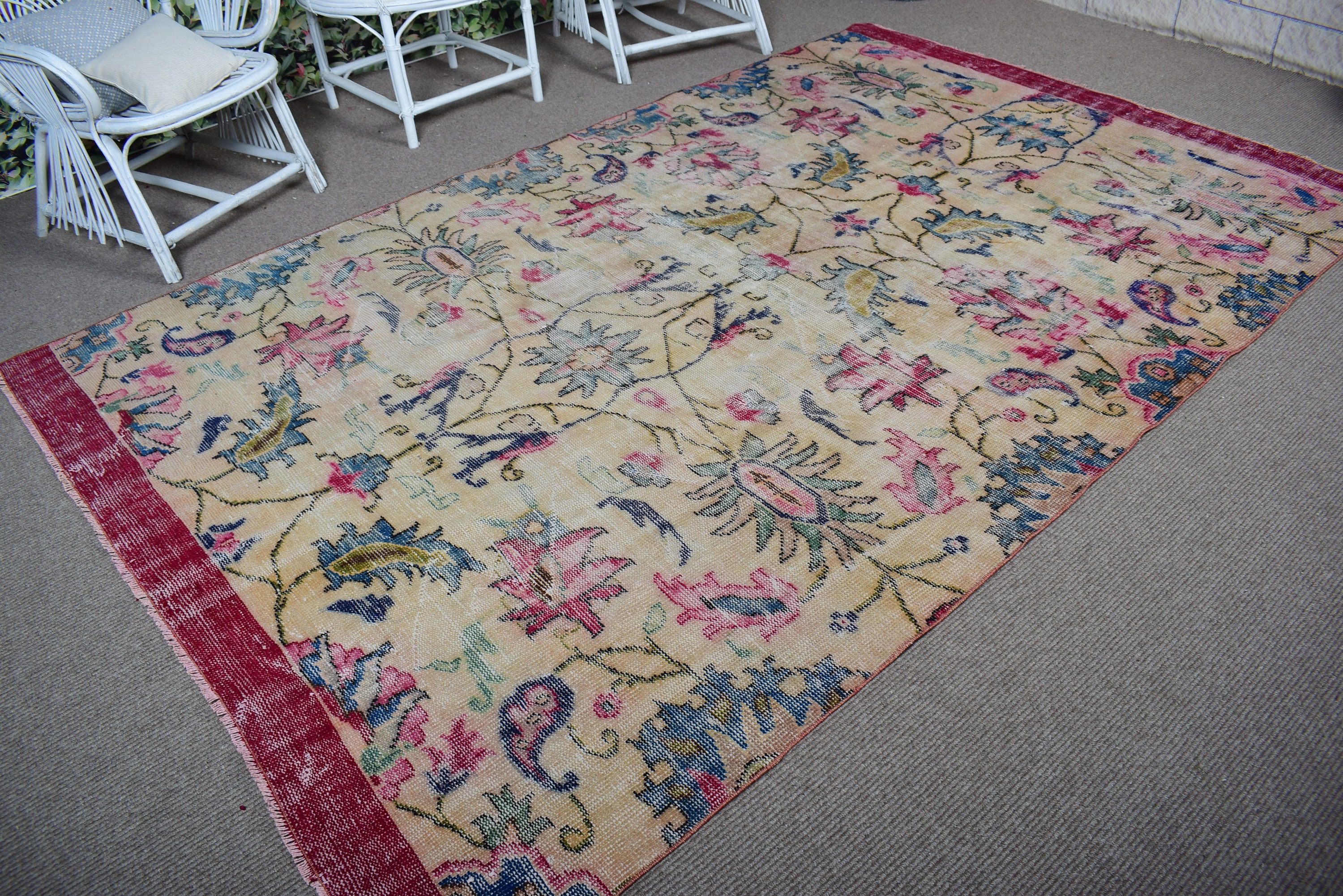 6.1x9.9 ft Large Rugs, Large Oushak Rug, Antique Rug, Dining Room Rugs, Beige Handwoven Rugs, Vintage Rugs, Turkish Rug, Oushak Rugs