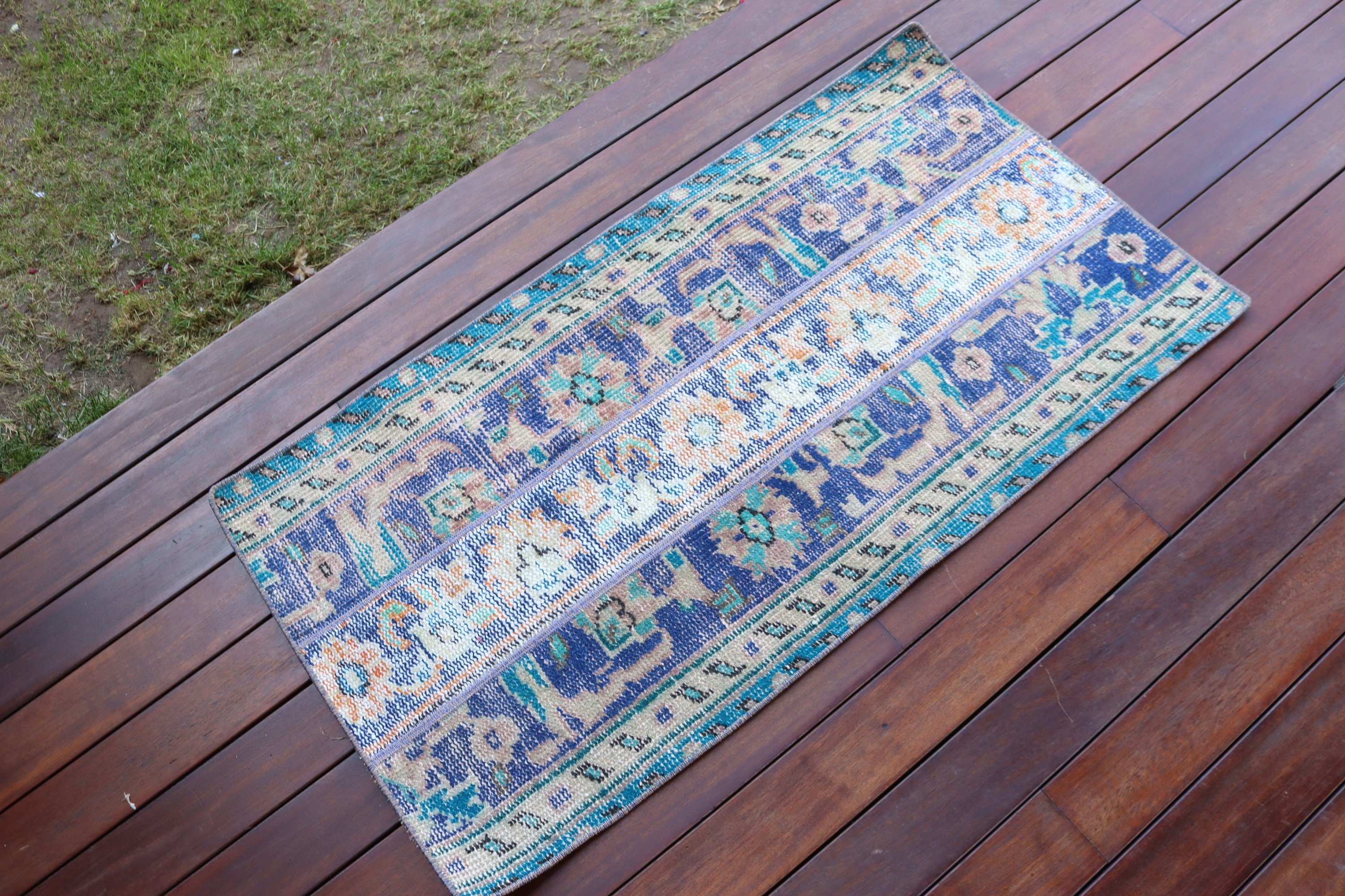 Blue Flatweave Rug, Vintage Rugs, Moroccan Rug, 1.9x3.6 ft Small Rugs, Turkish Rug, Car Mat Rug, Small Vintage Rugs