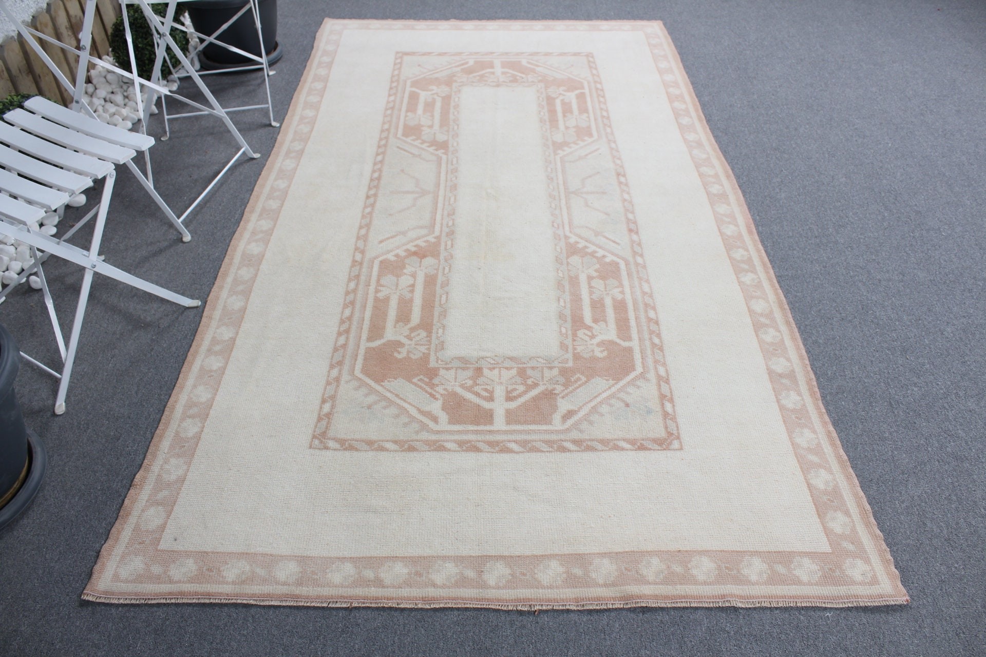 Dining Room Rug, Oushak Rug, Vintage Rugs, Beige Home Decor Rugs, Living Room Rugs, Home Decor Rugs, 4.8x8.6 ft Large Rugs, Turkish Rug