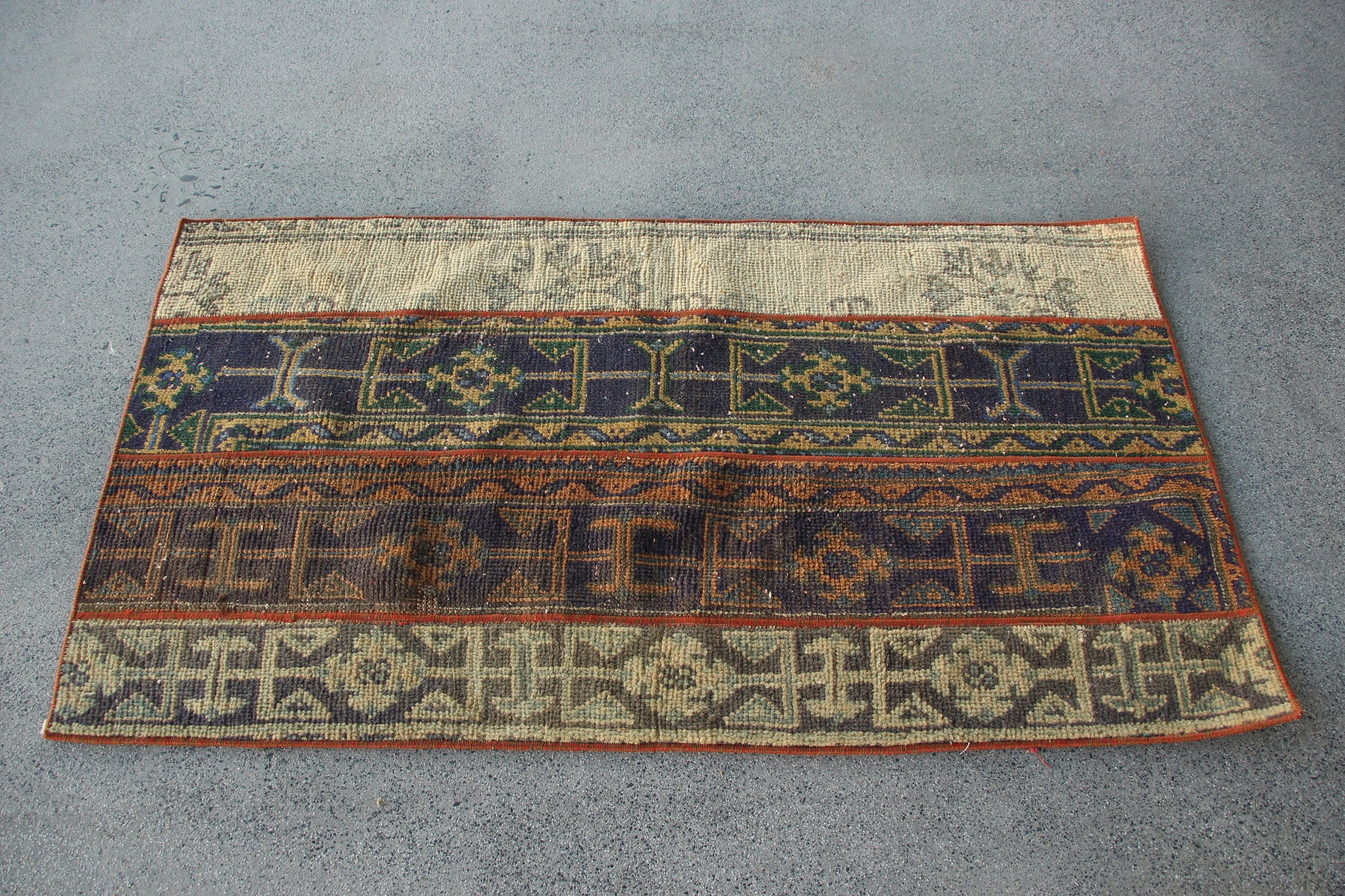 Çocuk Halısı, Vintage Halılar, Ev Dekorasyonu Halıları, Mavi Oryantal Halılar, Organik Halı, Yün Halı, Türk Halıları, Araba Paspas Halısı, 2,5x4,6 ft Küçük Halı