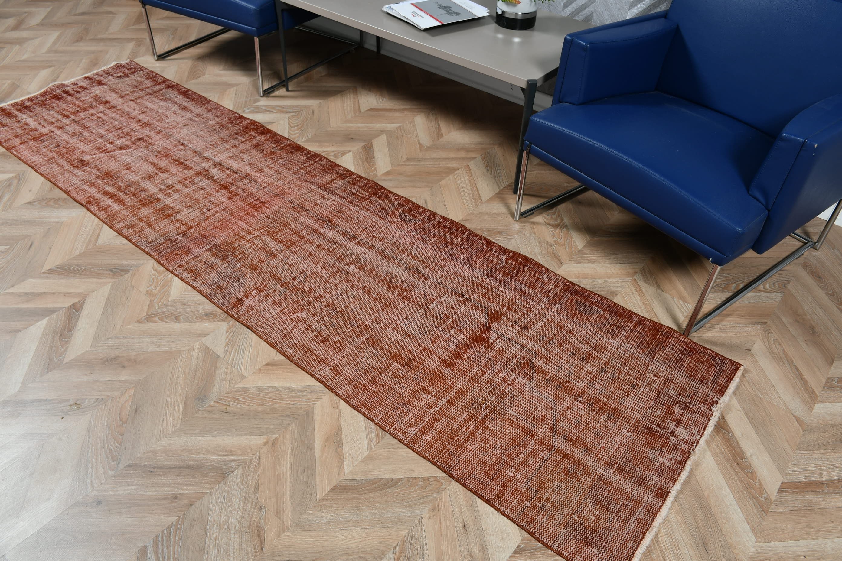 Retro Rugs, Brown  2.5x9.4 ft Runner Rugs, Turkish Rug, Corridor Rug, Oriental Rug, Anatolian Rug, Stair Rugs, Vintage Rug