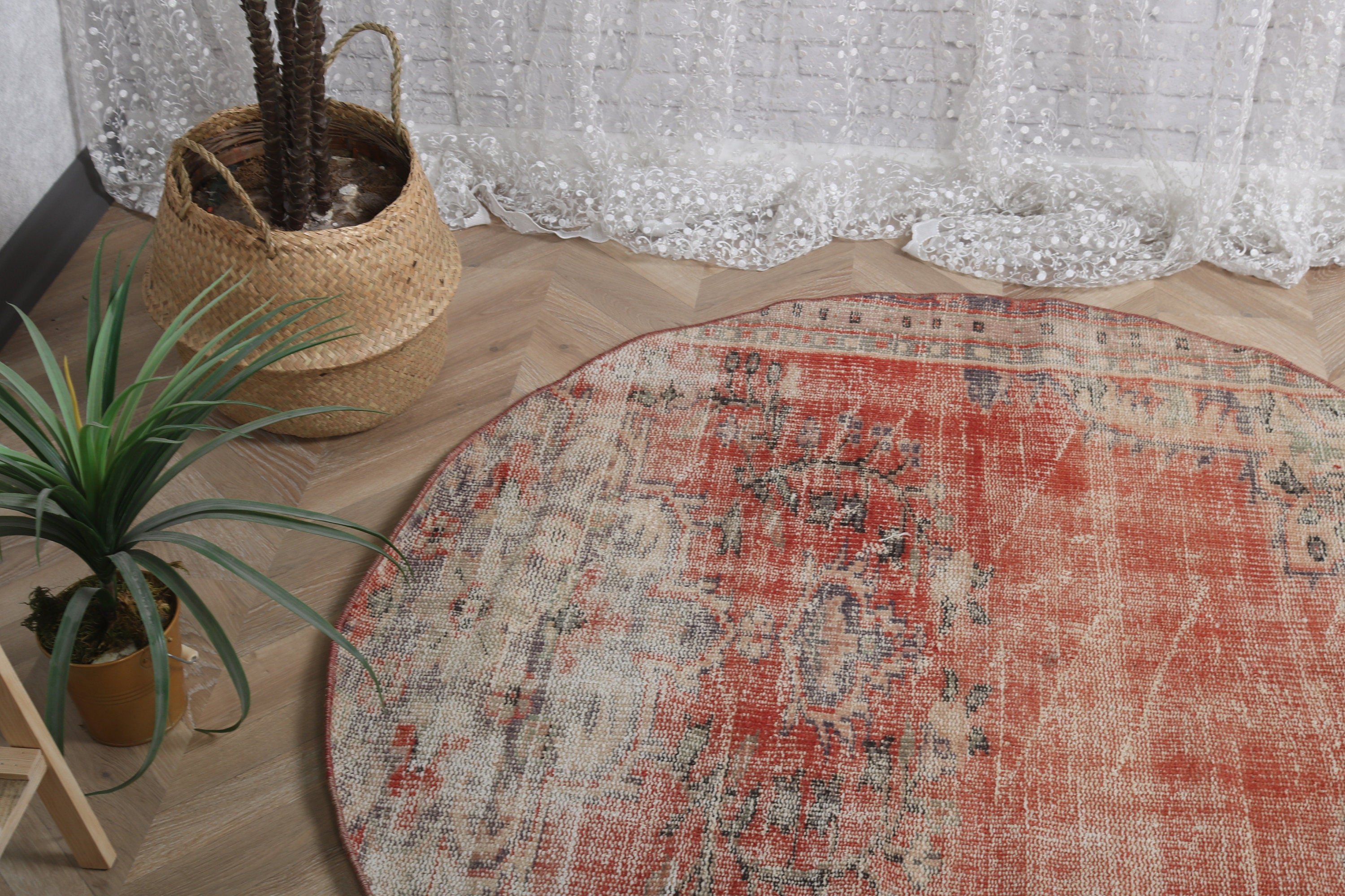 Red Handwoven Rug, Flatweave Rugs, Home Decor Rug, 4.2x4.2 ft Accent Rug, Vintage Rug, Rugs for Kitchen, Bedroom Rugs, Turkish Rug