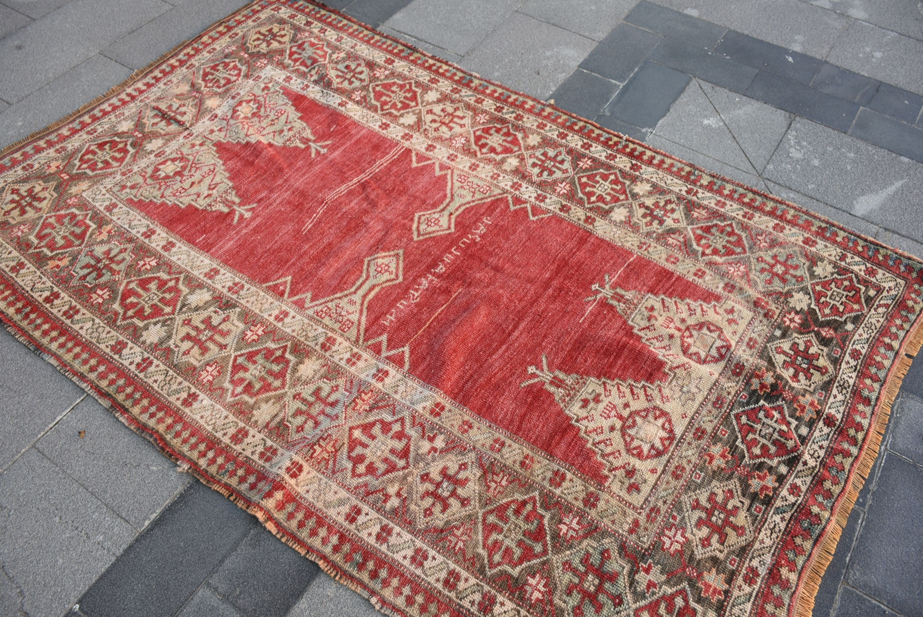 Anatolian Rug, Turkish Rugs, 4.2x6.7 ft Area Rug, Indoor Rugs, Home Decor Rug, Vintage Rug, Red Oriental Rug, Ethnic Rugs, Rugs for Kitchen