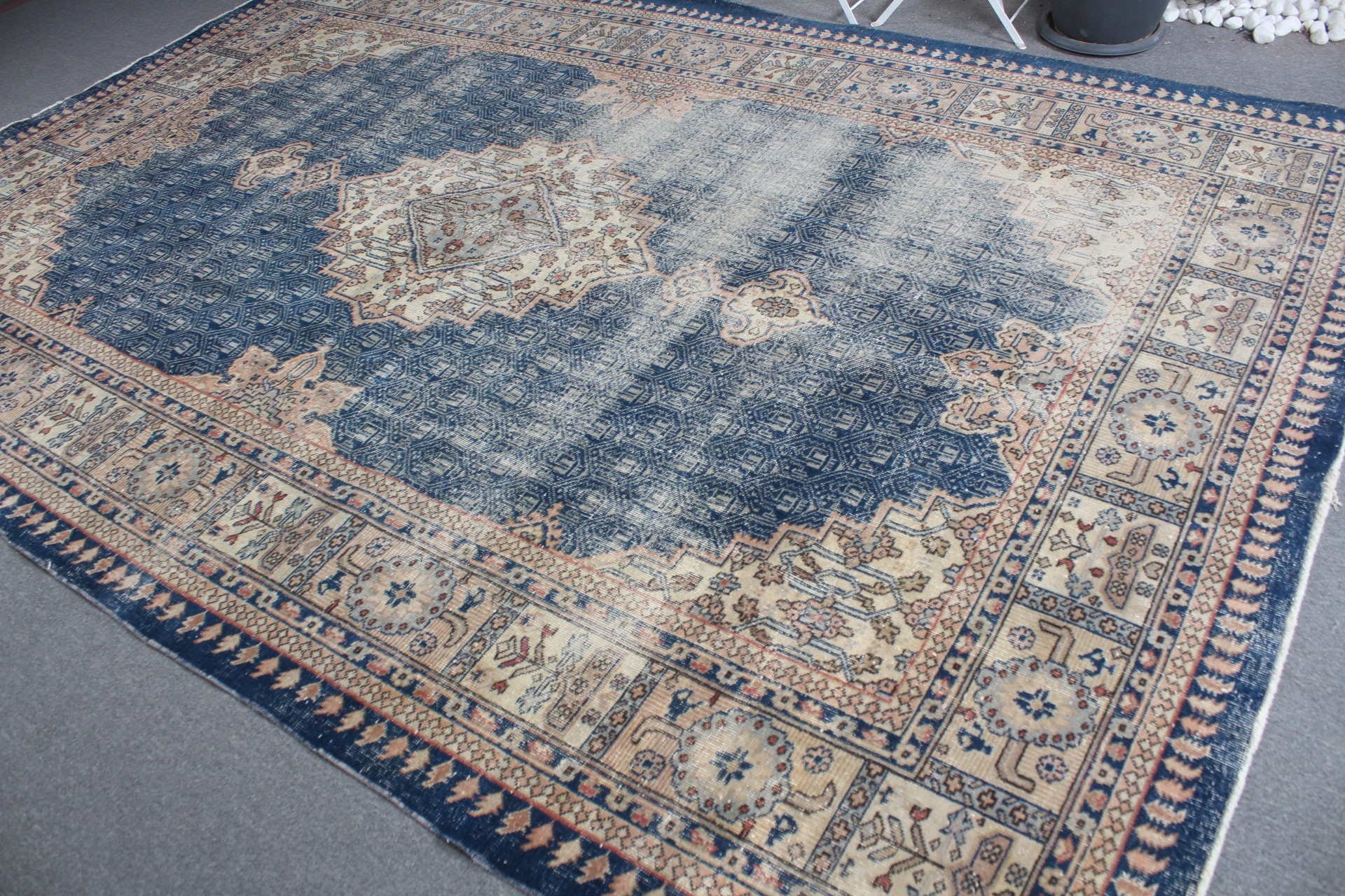 Salon Rug, Bedroom Rug, Floor Rug, Vintage Rug, Boho Rug, 7.9x11.5 ft Oversize Rug, Blue Home Decor Rugs, Turkish Rug, Dining Room Rug