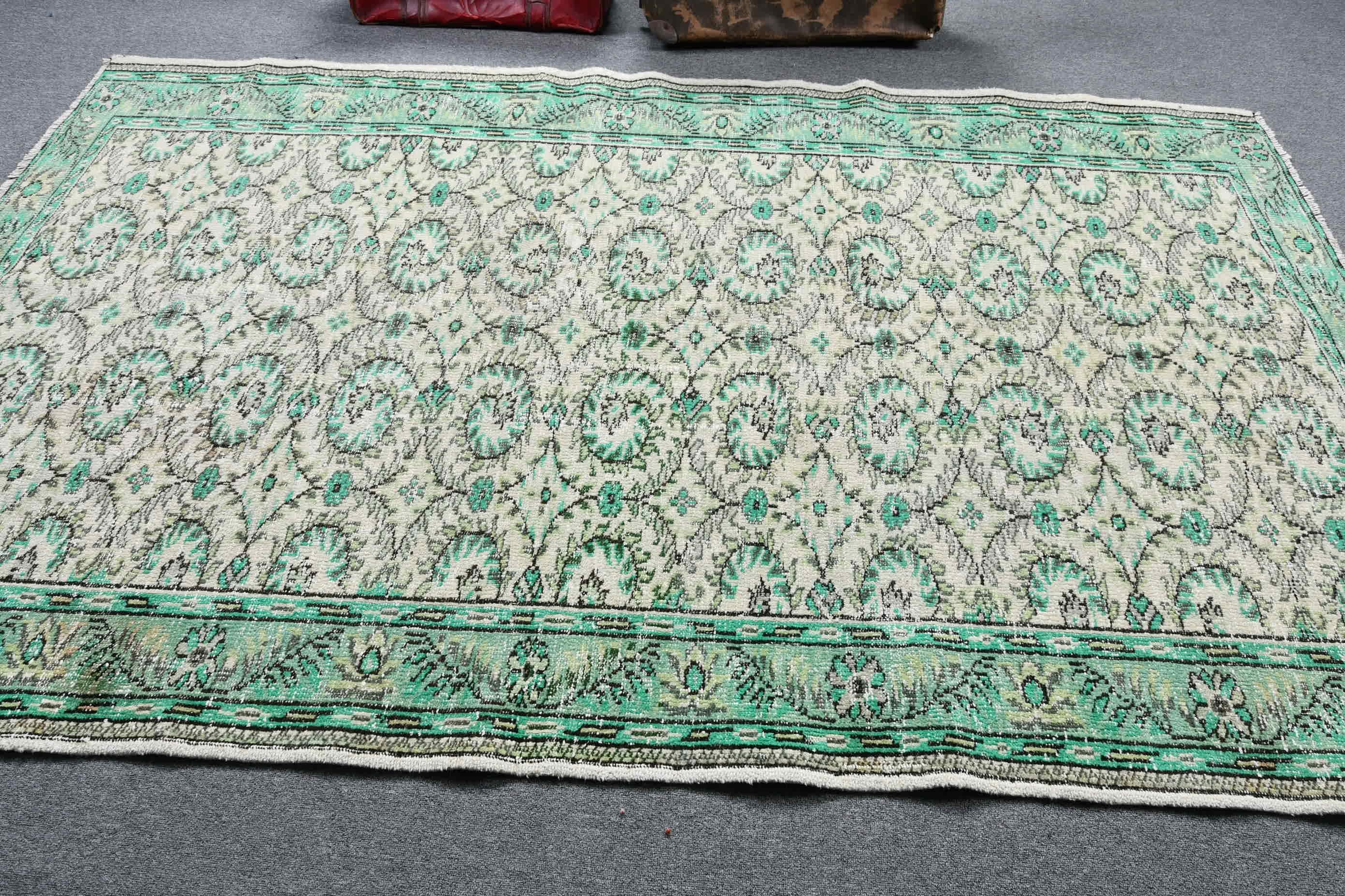 Turkish Rugs, Green Bedroom Rug, Nomadic Rug, Vintage Rugs, Salon Rugs, Dining Room Rug, Antique Rug, 5.5x8.8 ft Large Rugs