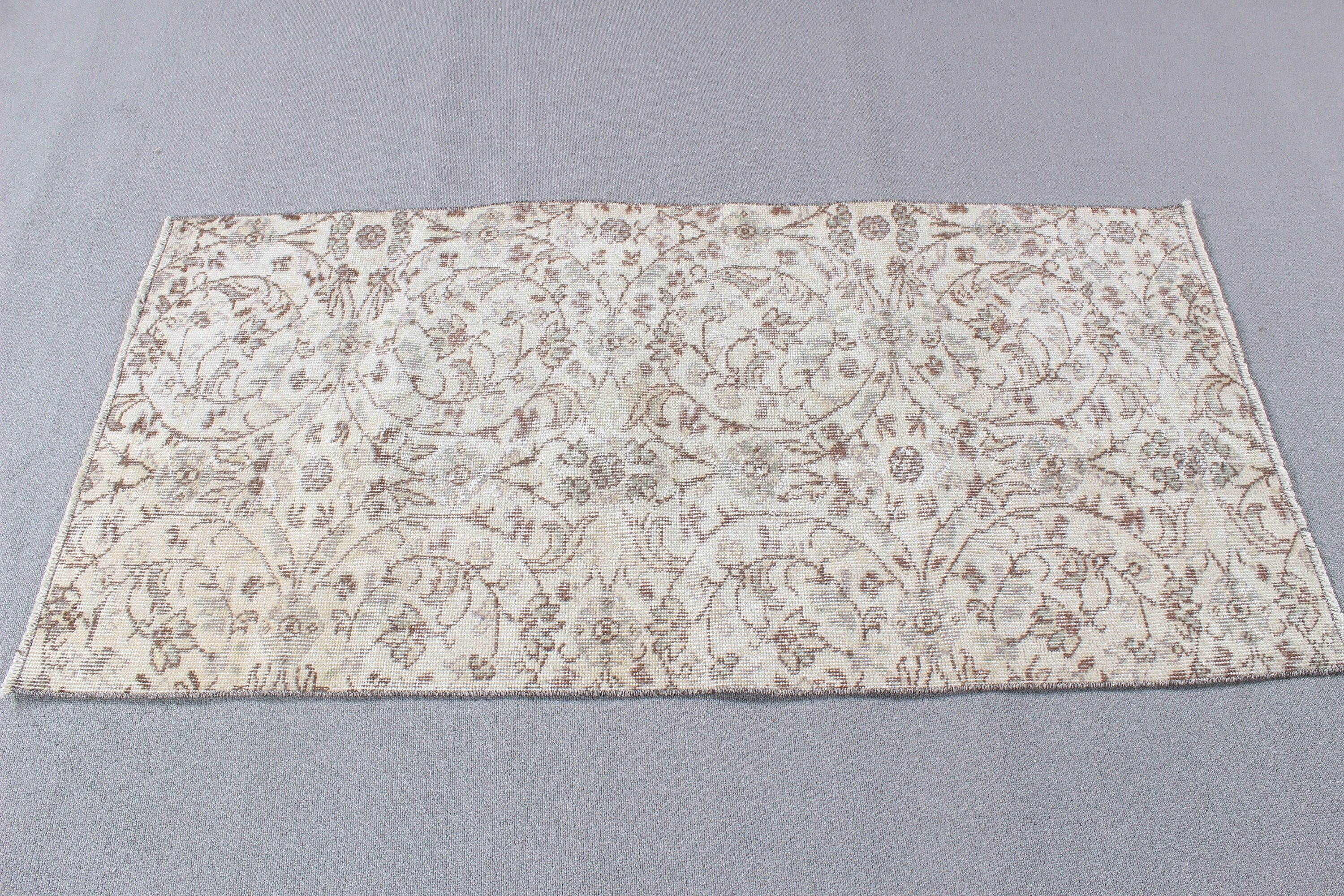 Türk Halısı, 2.5x5 ft Küçük Halılar, Düz Dokuma Halı, Küçük Boho Halılar, Küçük Vintage Halı, Bej Boho Halılar, Vintage Halı