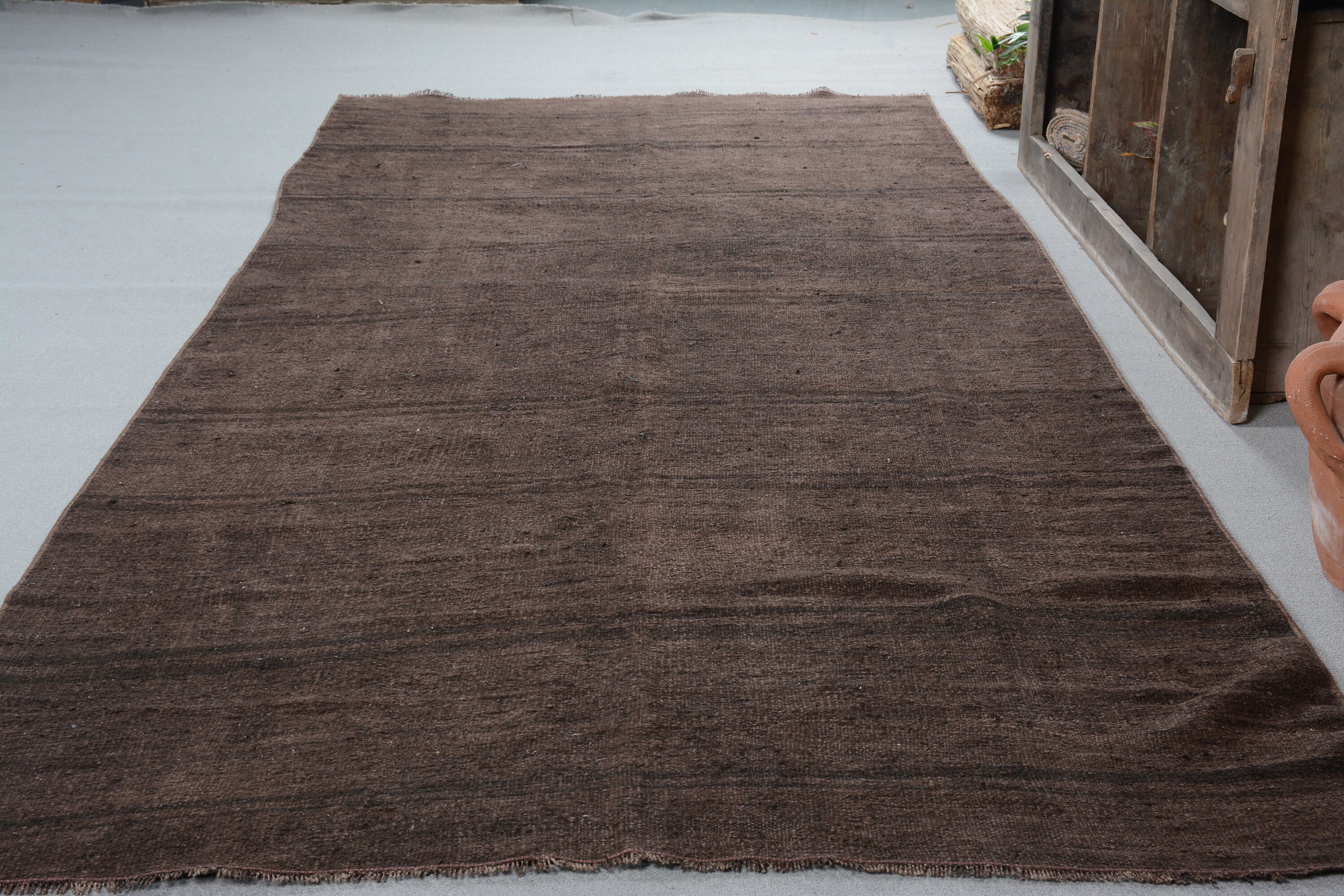 Vintage Rug, Kitchen Rugs, Brown Oushak Rug, Turkish Rug, Anatolian Rug, Boho Rug, Hallway Rugs, 4.9x12.9 ft Runner Rug