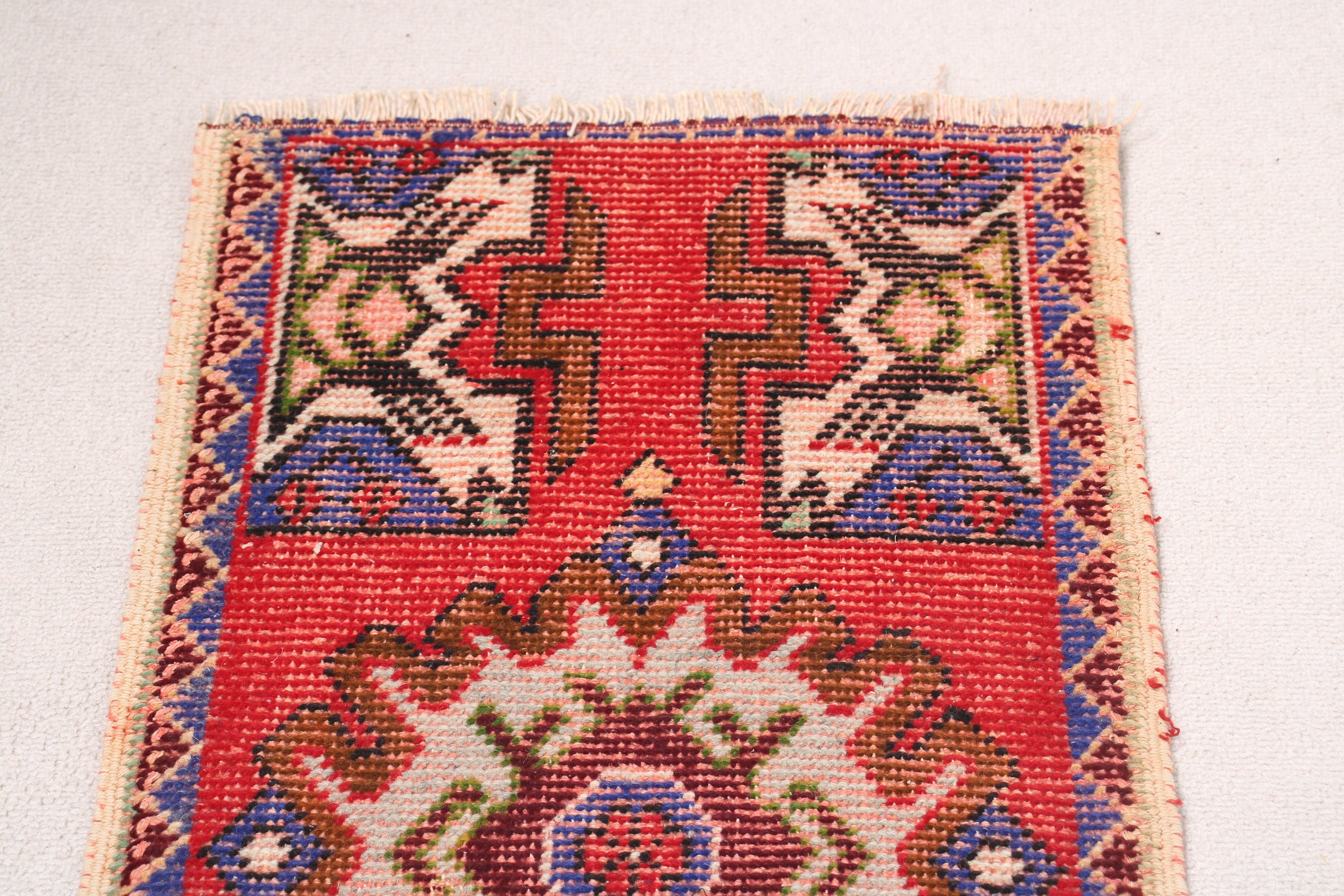 Moroccan Rug, Vintage Rug, Red Neutral Rug, Rugs for Bath, Handwoven Rug, Turkish Rugs, Bath Rugs, 1.5x2.8 ft Small Rug, Bedroom Rugs